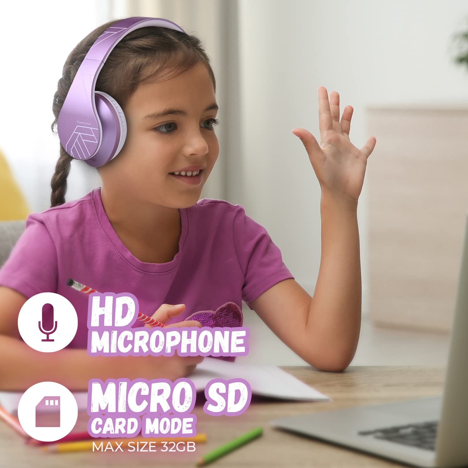Foto 6 pulgar | Auriculares Inalámbricos Powerlocus P2 Bluetooth Para Niños Con Micrófono De 85 Db - Venta Internacional.