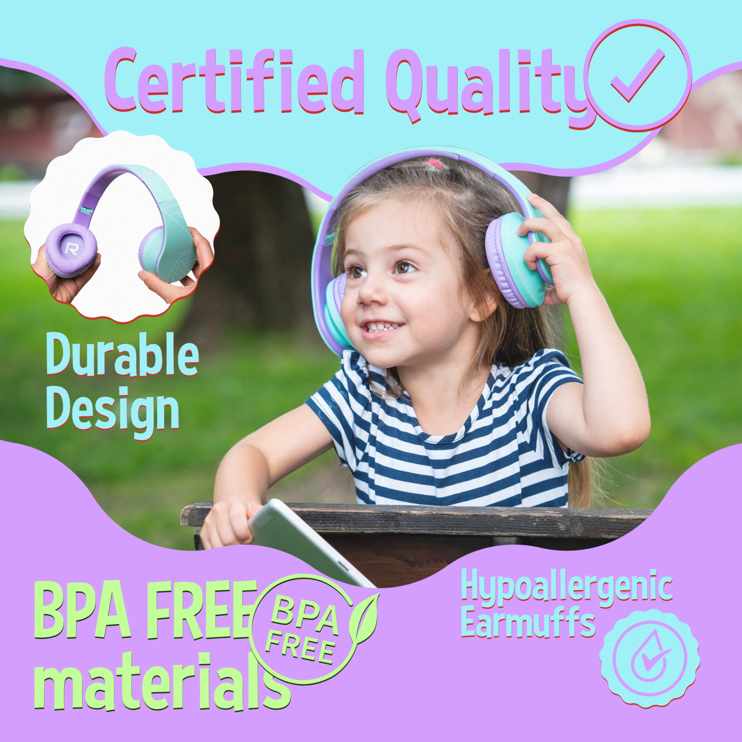 Foto 4 pulgar | Auriculares Powerlocus Para Niños Con Bluetooth 5.0 85db - Venta Internacional.
