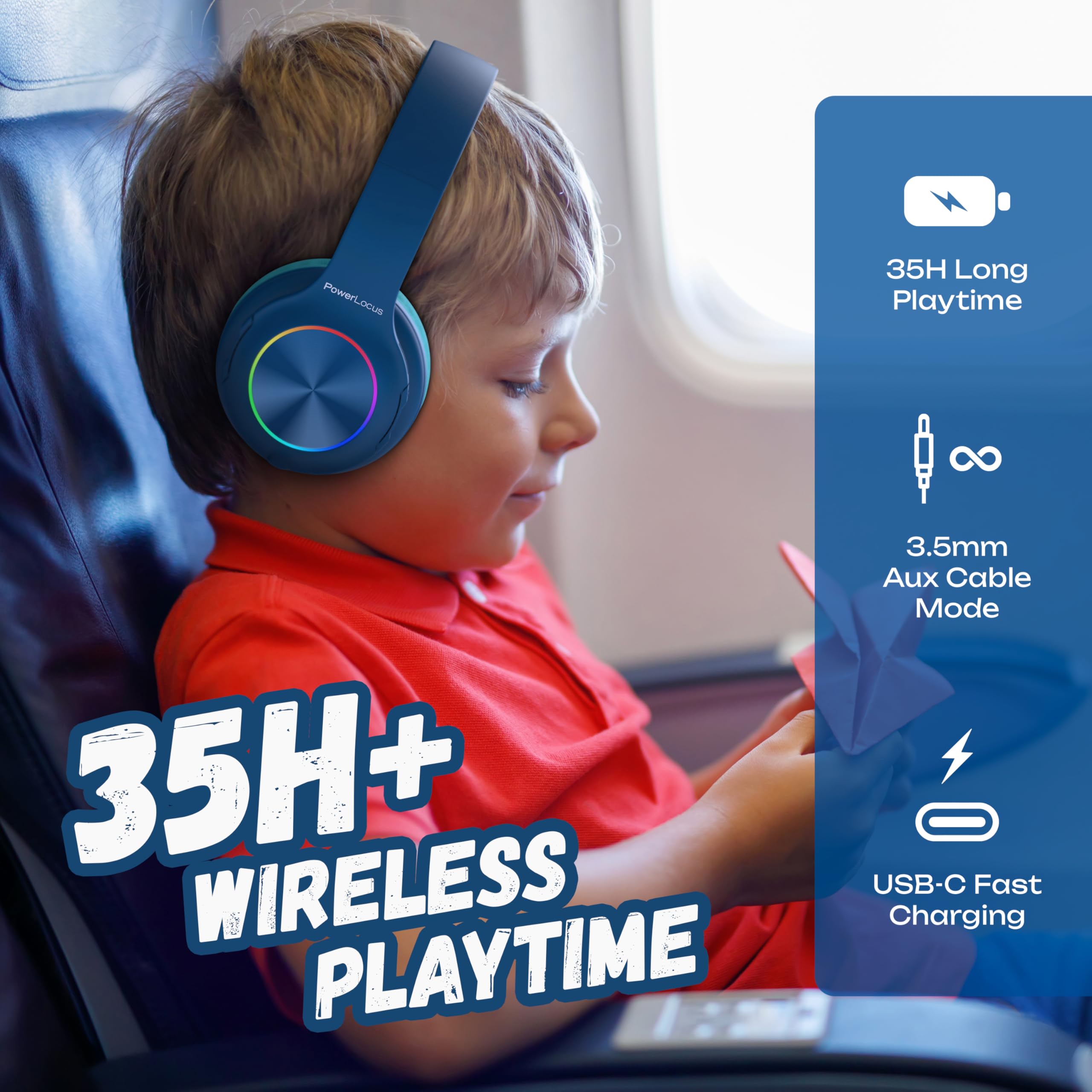 Foto 3 pulgar | Auriculares Bluetooth Powerlocus Led Para Niños Con Luces Led - Venta Internacional.