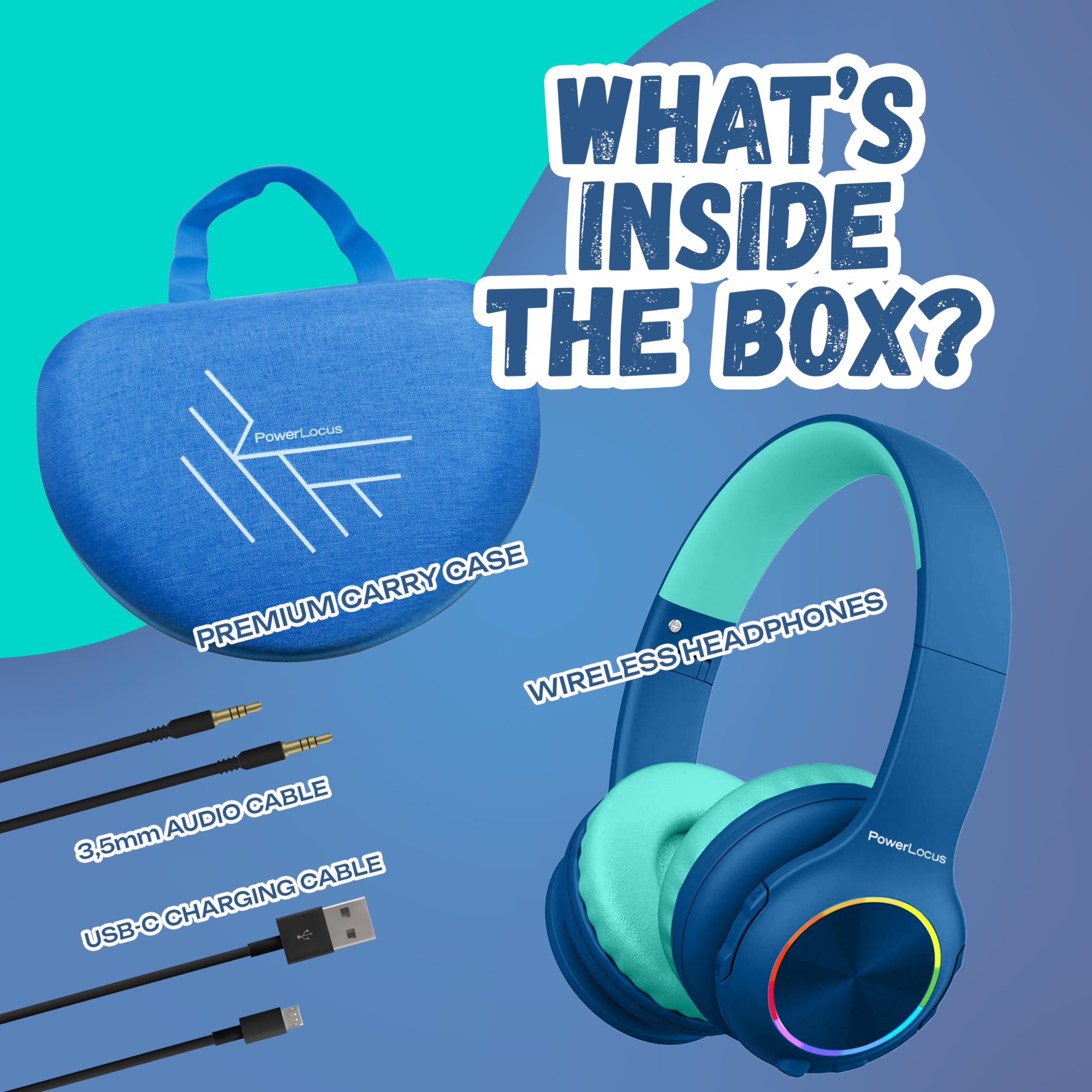 Foto 7 | Auriculares Bluetooth Powerlocus Led Para Niños Con Luces Led - Venta Internacional.