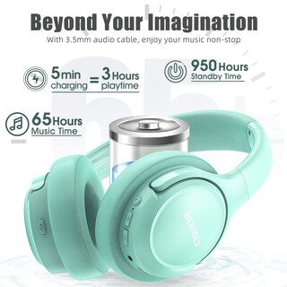 Foto 3 | Auriculares Inalámbricos Beribes 65h Playtime Con 6 Modos De Ecualización Verde - Venta Internacional