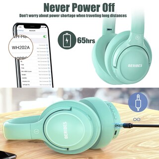 Foto 7 | Auriculares Inalámbricos Beribes 65h Playtime Con 6 Modos De Ecualización Verde - Venta Internacional