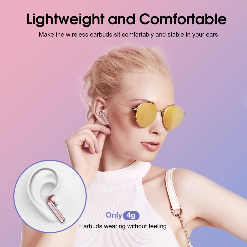 Foto 5 pulgar | Auriculares Inalámbricos Oyib Md058a Bluetooth 5.3 Oro Rosa - Venta Internacional