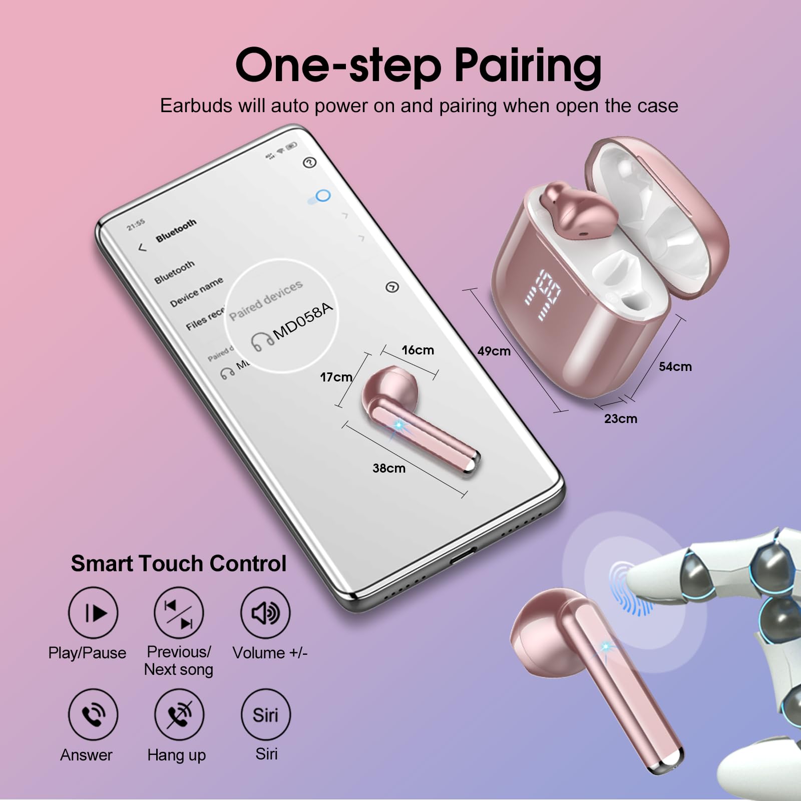 Foto 7 pulgar | Auriculares Inalámbricos Oyib Md058a Bluetooth 5.3 Oro Rosa - Venta Internacional