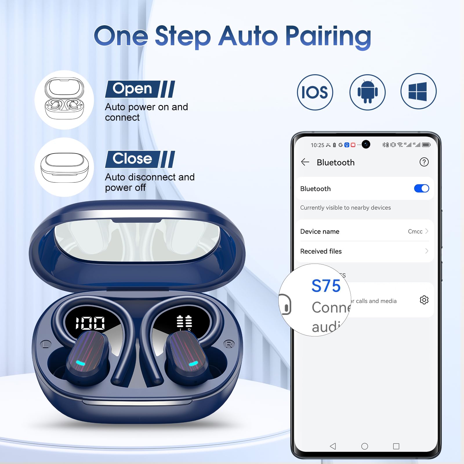Foto 7 pulgar | Auriculares Inalámbricos Oyib Bluetooth 5.4 Headphones Sport 50h Azul Oscuro - Venta Internacional