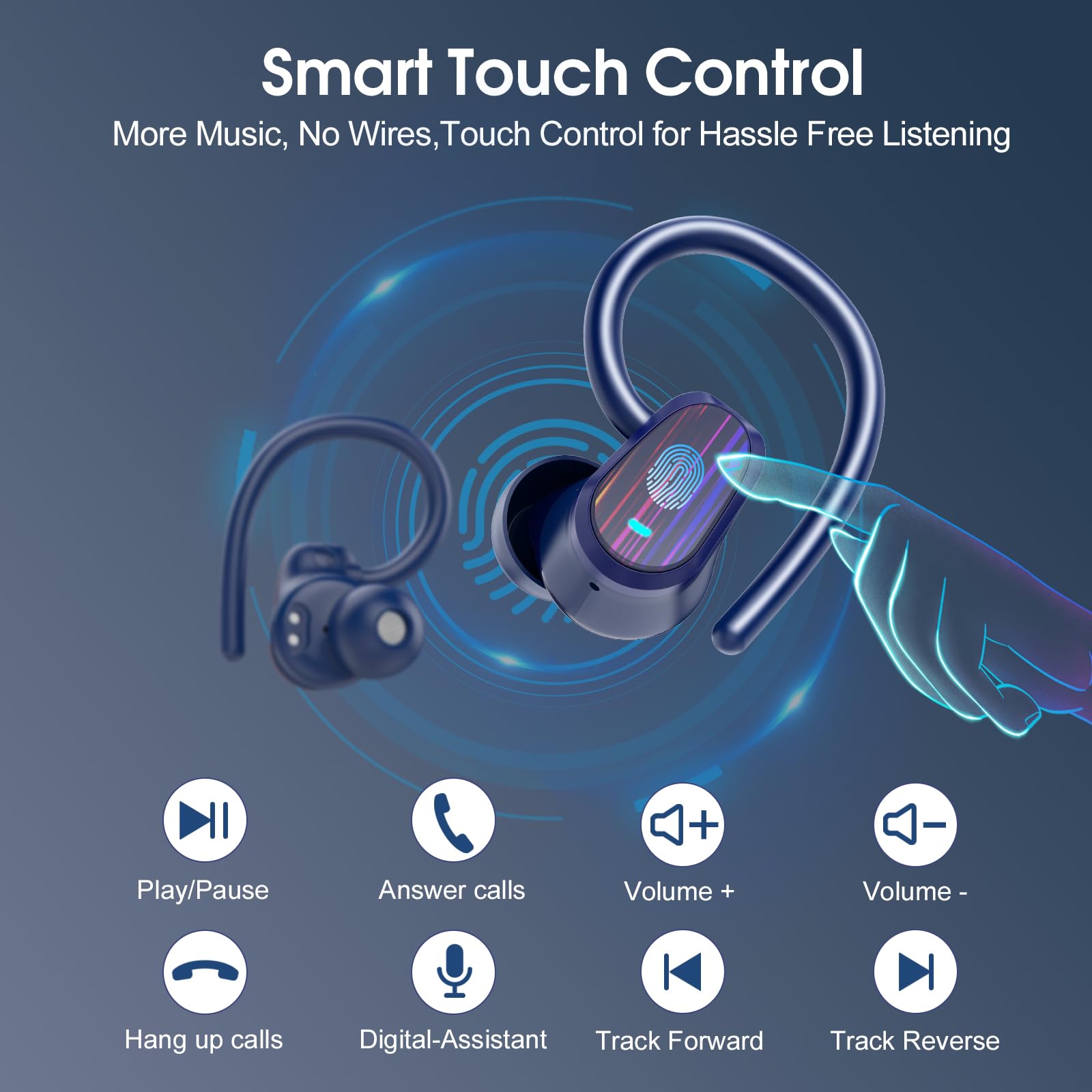 Foto 8 pulgar | Auriculares Inalámbricos Oyib Bluetooth 5.4 Headphones Sport 50h Azul Oscuro - Venta Internacional