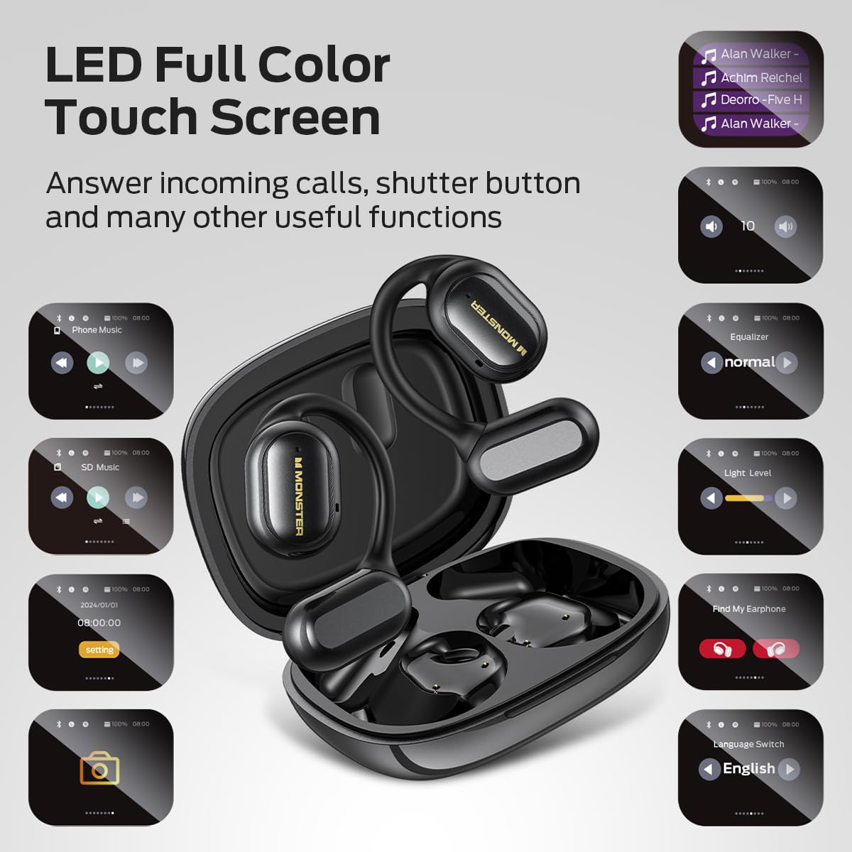 Foto 5 pulgar | Auriculares Inalámbricos Abiertos Monster Open Touch Pro 100 Negros - Venta Internacional.
