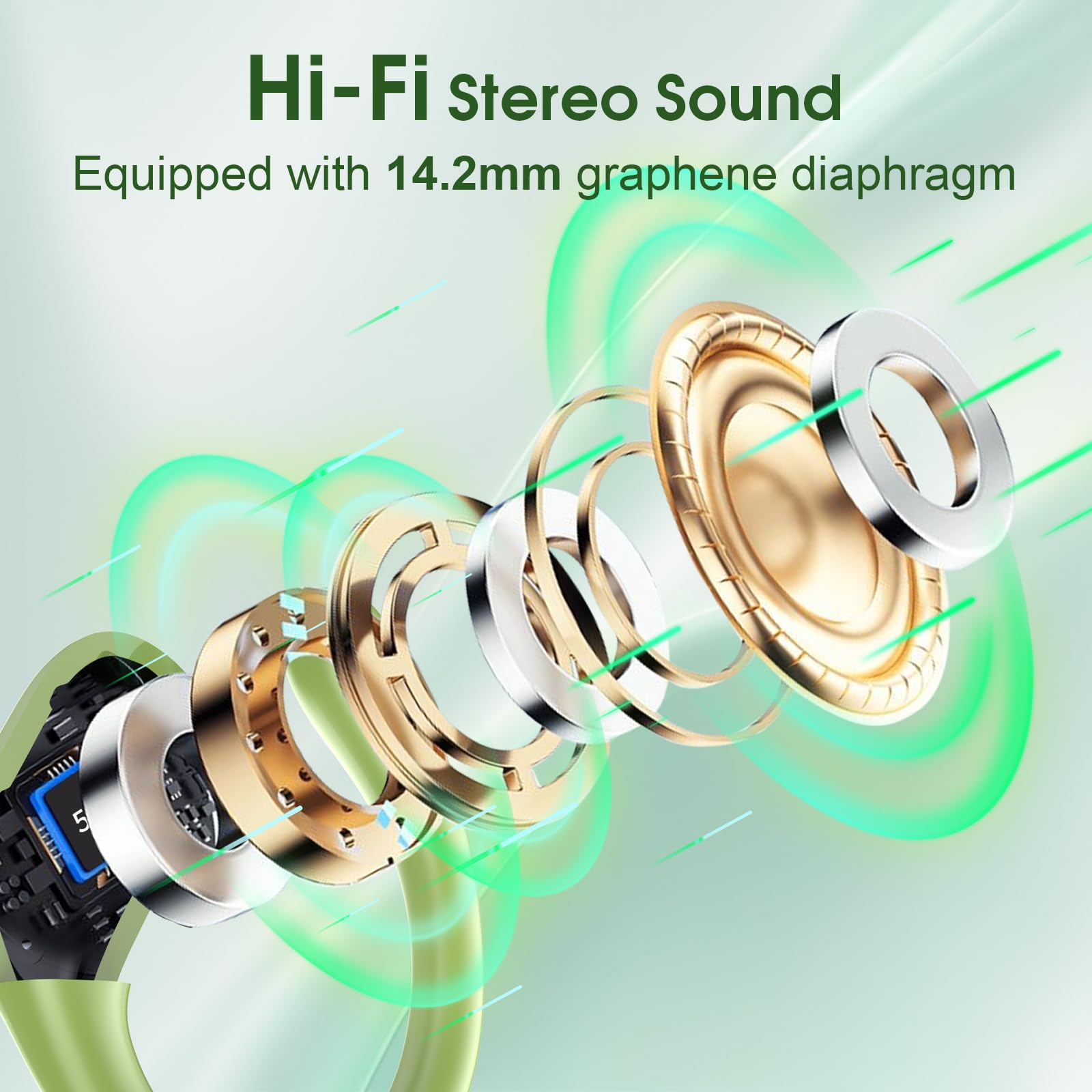 Foto 3 | Auriculares Inalámbricos Aptkdoe 75hrs Bluetooth 5.3 Auriculares Verdes - Venta Internacional.