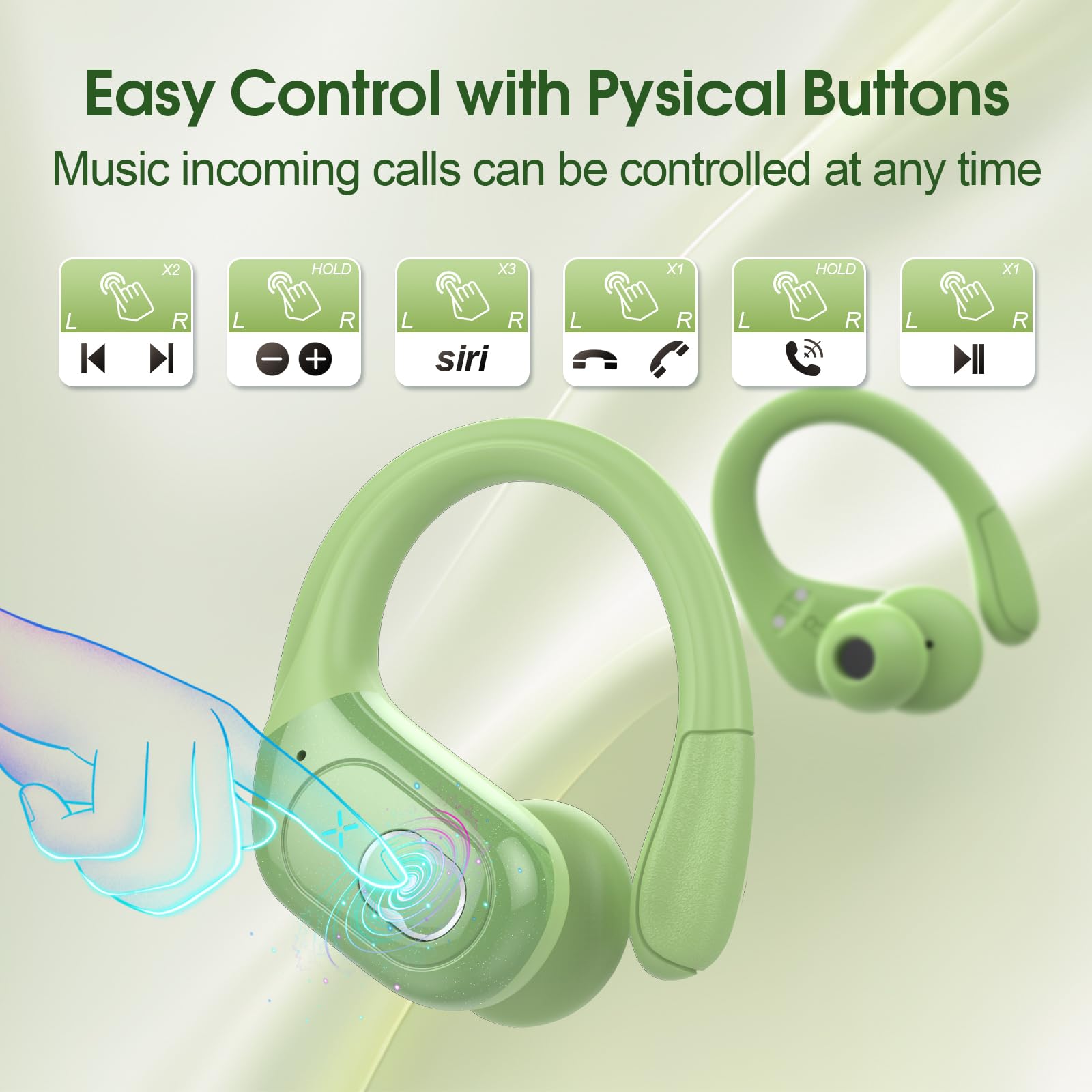 Foto 7 pulgar | Auriculares Inalámbricos Aptkdoe 75hrs Bluetooth 5.3 Auriculares Verdes - Venta Internacional.