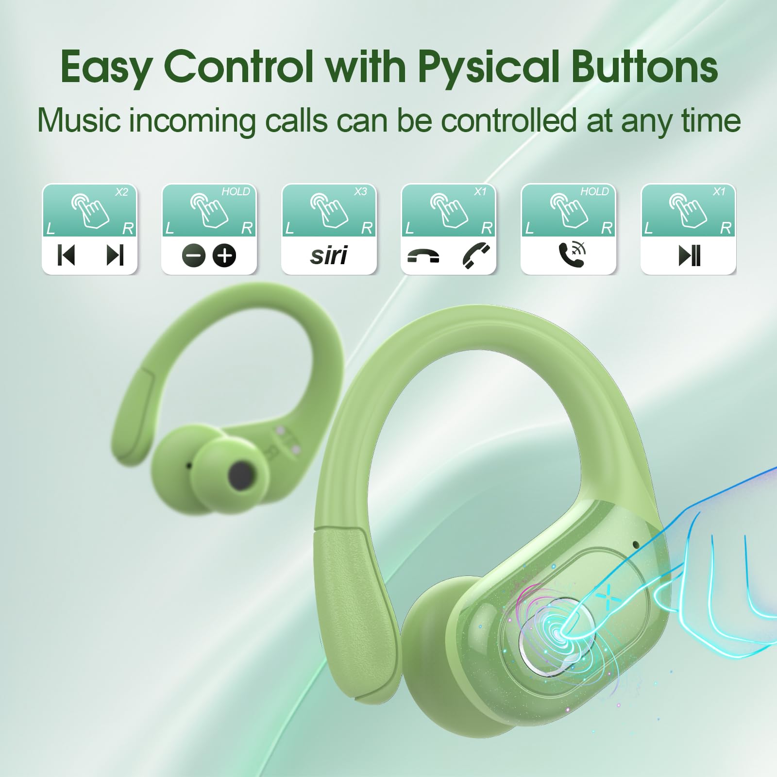 Foto 8 pulgar | Auriculares Inalámbricos Aptkdoe 75hrs Bluetooth 5.3 Auriculares Verdes - Venta Internacional.