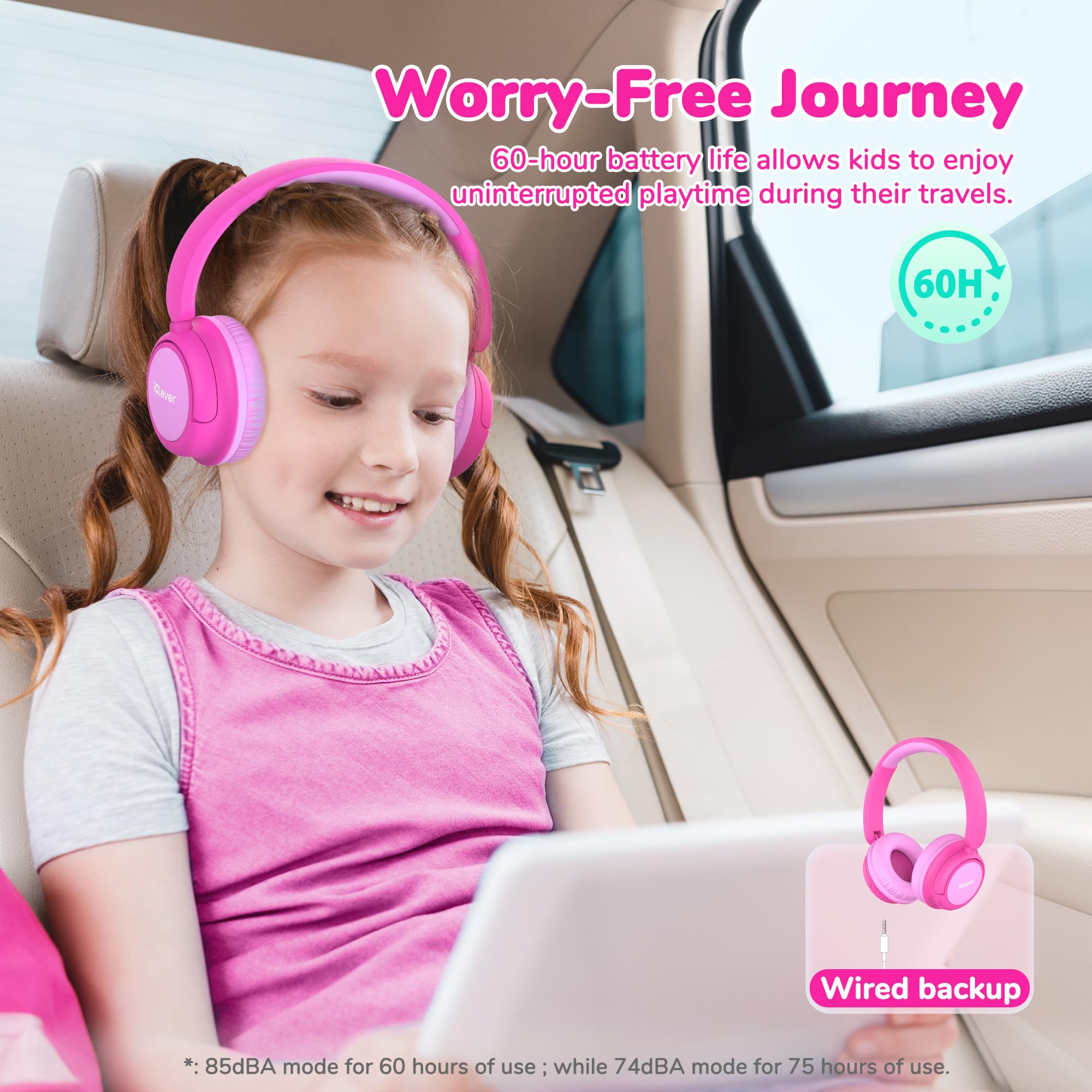 Foto 5 pulgar | Auriculares Bluetooth Iclever Bth22 Kids 60 H Play Time Rosa - Venta Internacional.