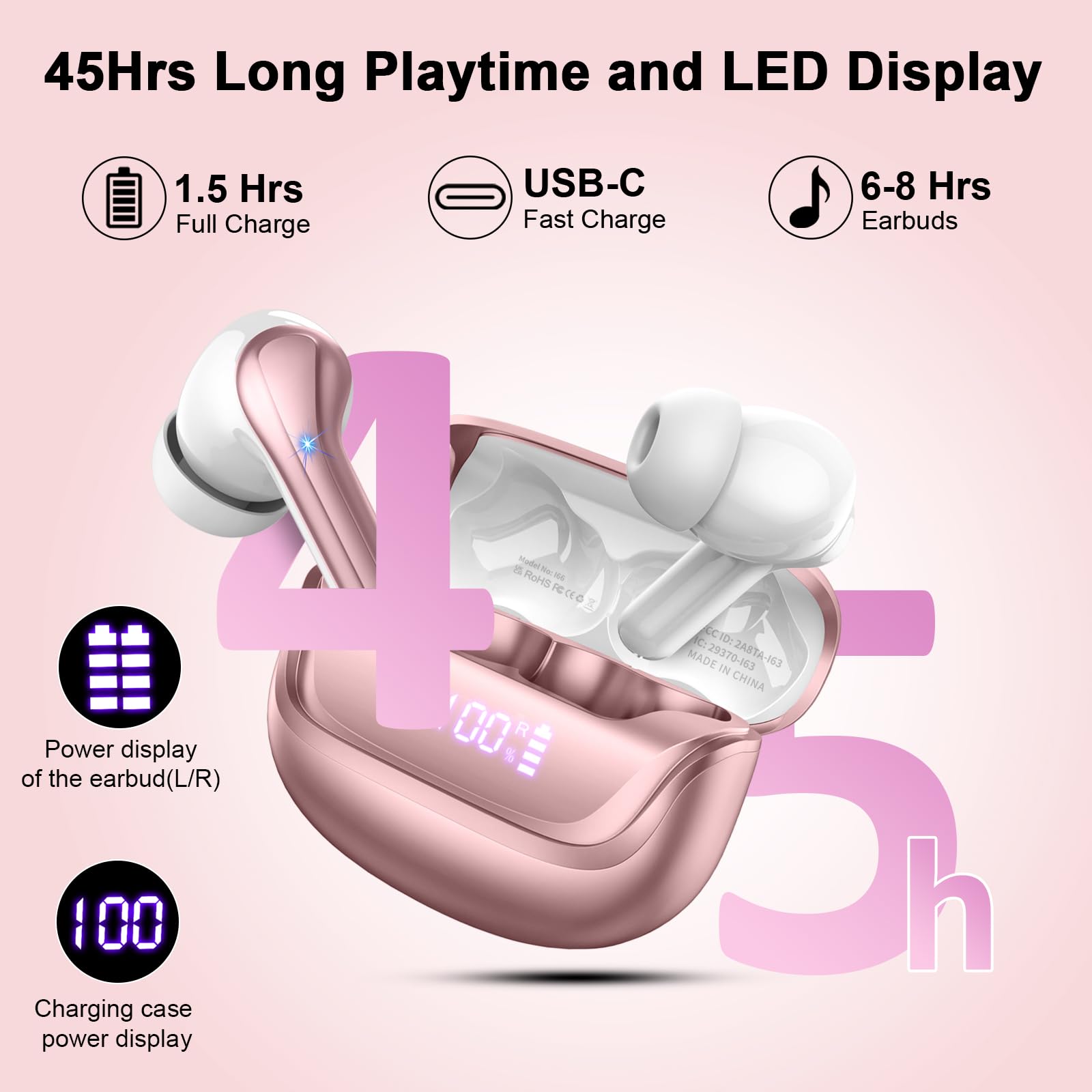Foto 6 pulgar | Auriculares Inalámbricos Donerton Bluetooth 5.4 45h Playtime - Venta Internacional.