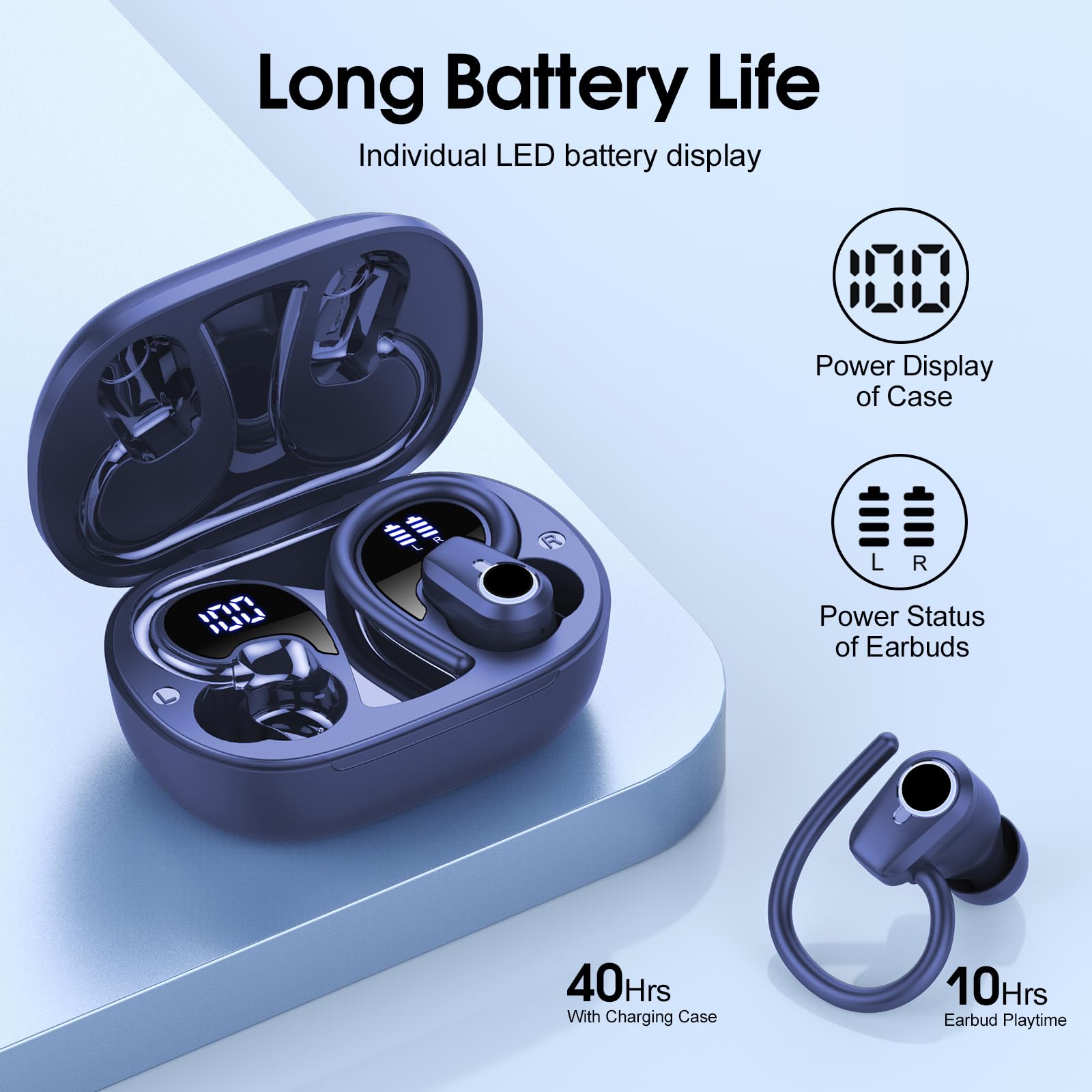 Foto 4 pulgar | Auriculares Inalámbricos Poounur H9 Bluetooth 5.3 50h Playtime Ip7 Blue - Venta Internacional.