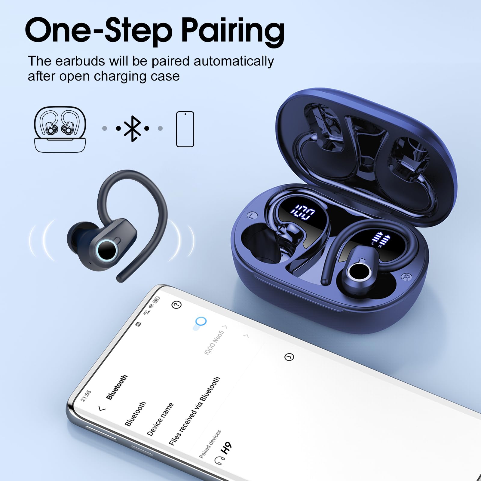 Foto 6 pulgar | Auriculares Inalámbricos Poounur H9 Bluetooth 5.3 50h Playtime Ip7 Blue - Venta Internacional.