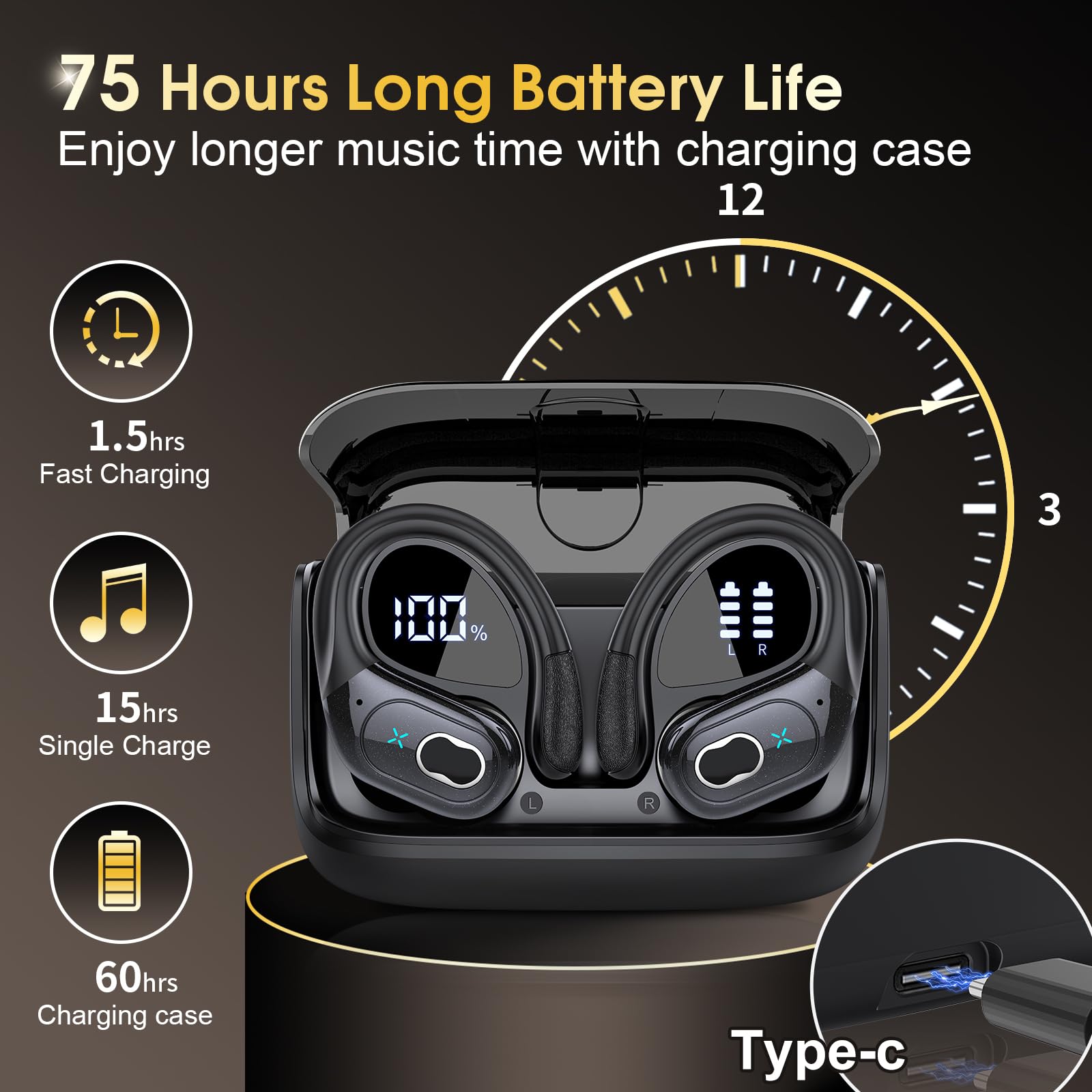 Foto 3 pulgar | Auriculares Inalámbricos Aptkode 2024 Bluetooth 5.3 75 Horas Ipx7 Sport - Venta Internacional.