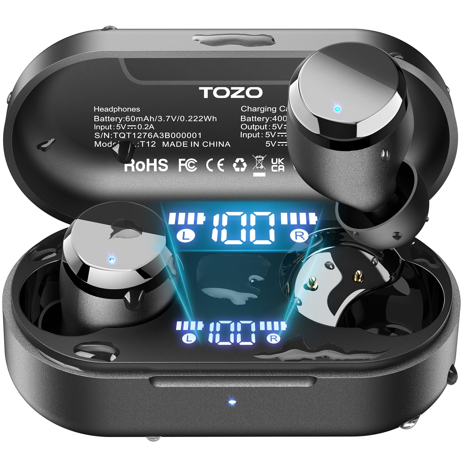 Auriculares Inalámbricos Tozo Tonal Dots (t12) Bluetooth 5.3 Black - Venta Internacional.