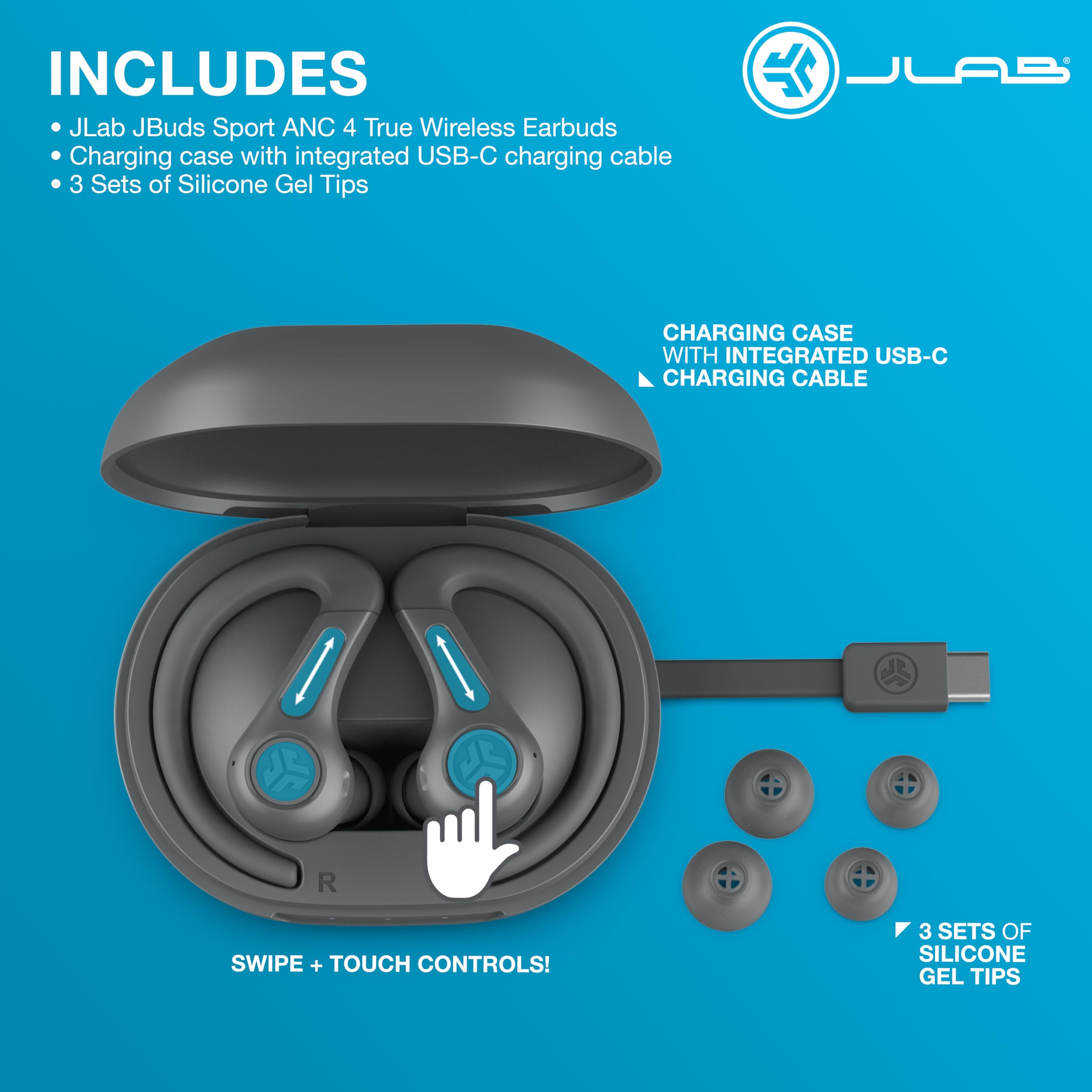 Foto 8 pulgar | Auriculares Inalámbricos Bluetooth Jlab Jbuds Sport Anc 4 Con Funda - Venta Internacional.