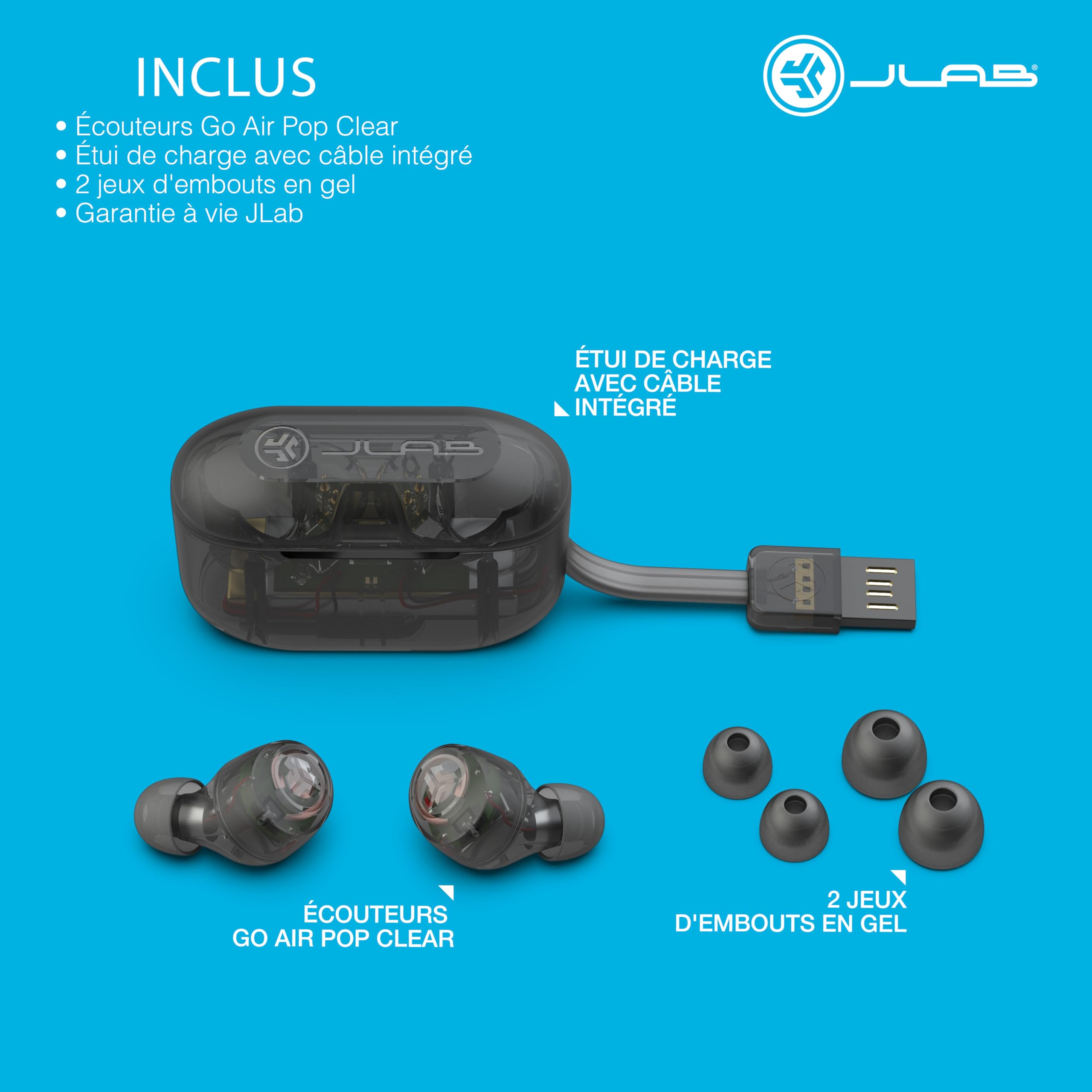 Foto 8 pulgar | Auriculares Bluetooth Jlab Go Air Pop Con Funda De Carga Transparente - Venta Internacional.