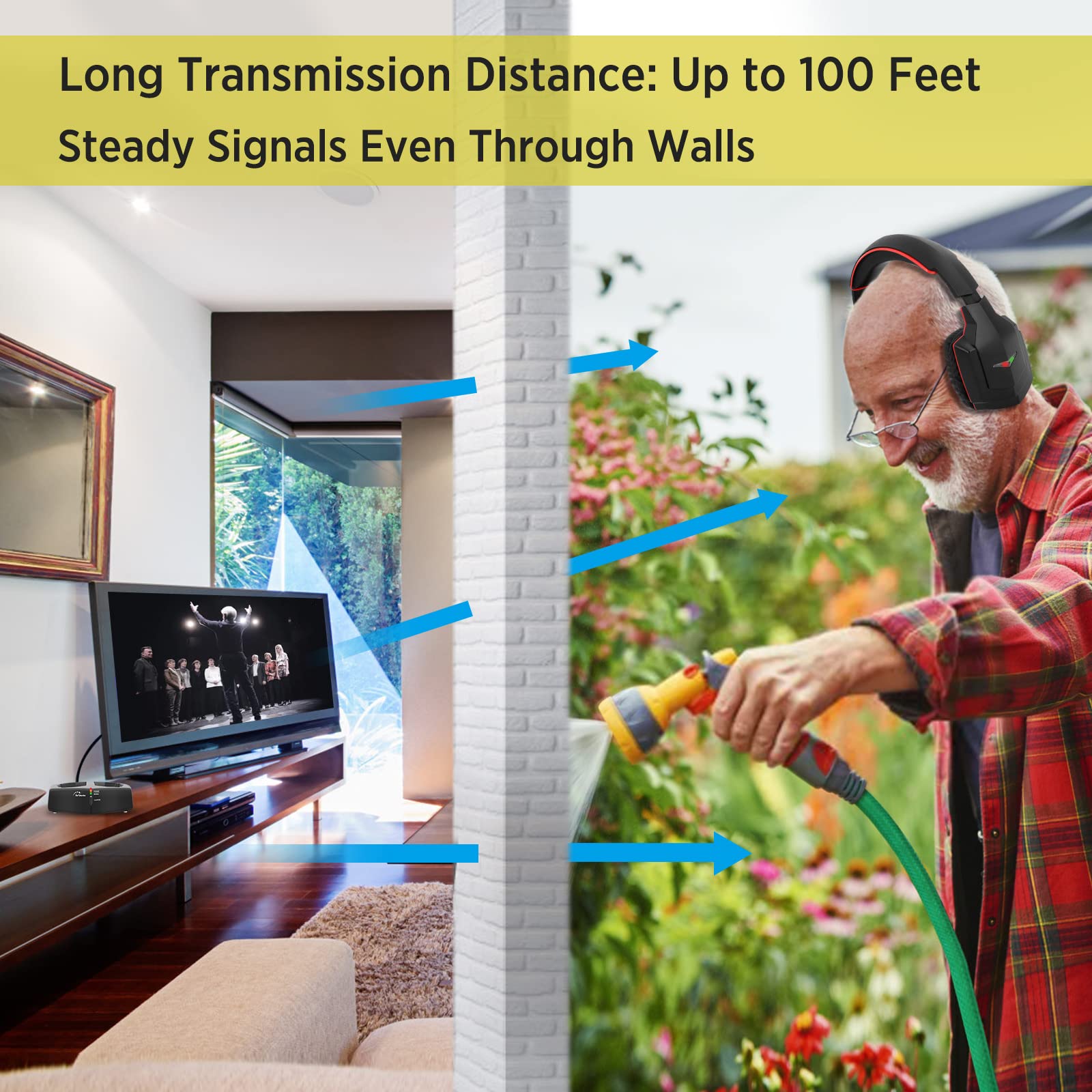 Foto 4 | Auriculares Inalámbricos Wallarge Para Tv Con Transmisor Rf De 100 Pies - Venta Internacional.