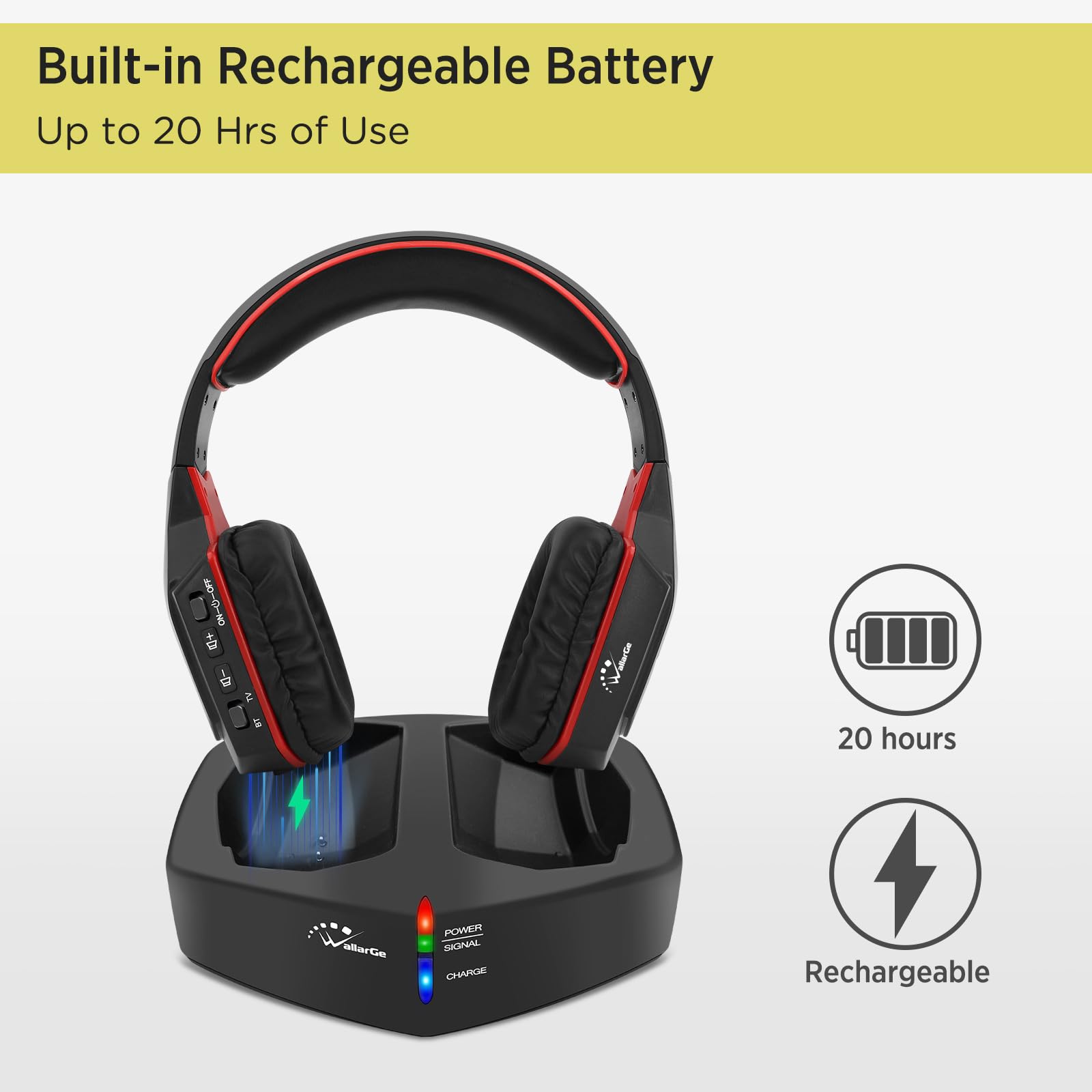 Foto 8 pulgar | Auriculares Inalámbricos Wallarge Para Tv Con Transmisor Rf De 100 Pies - Venta Internacional.