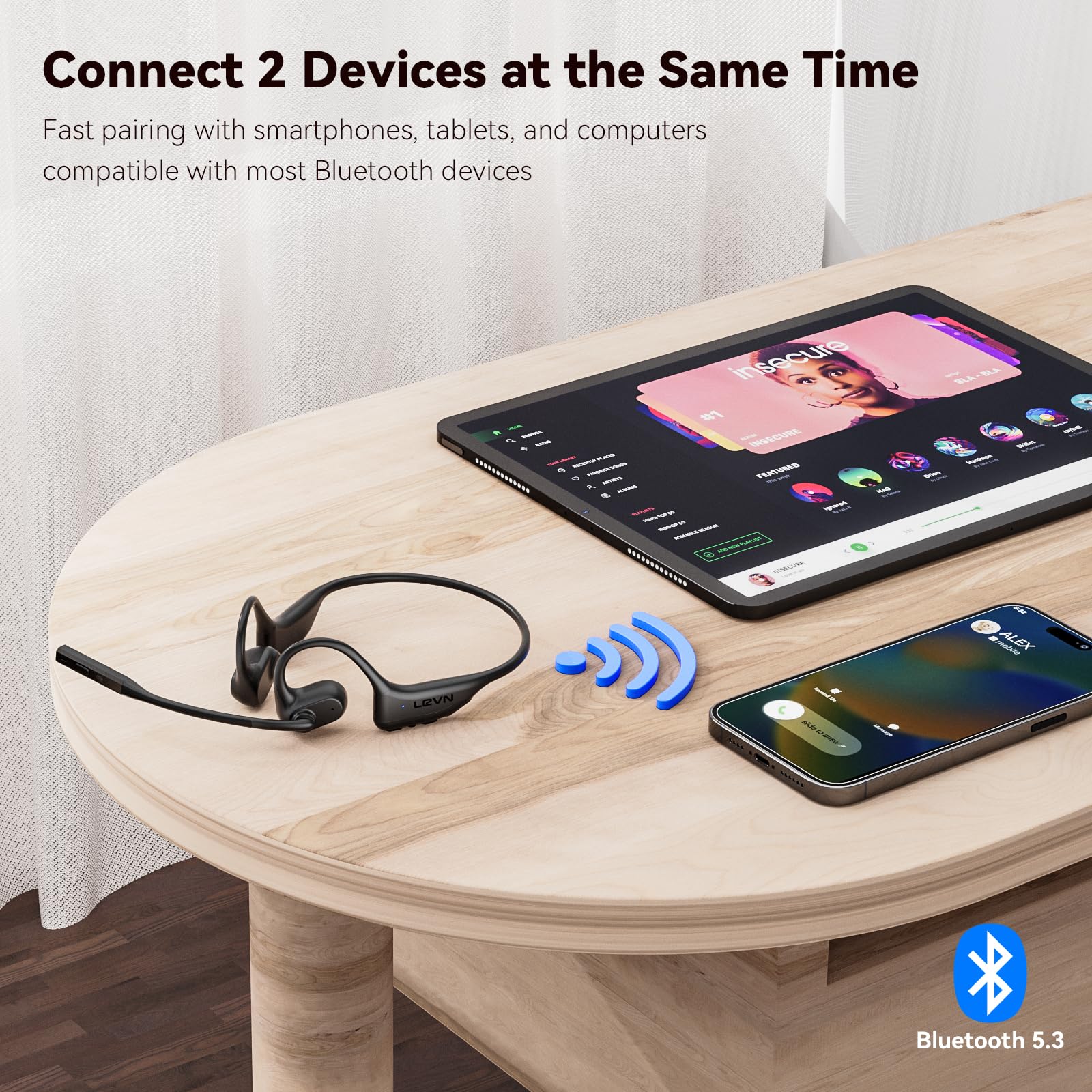 Foto 5 pulgar | Auriculares Abiertos Levn Bluetooth 5.3 Con Micrófono Resistentes Al Sudor - Venta Internacional.