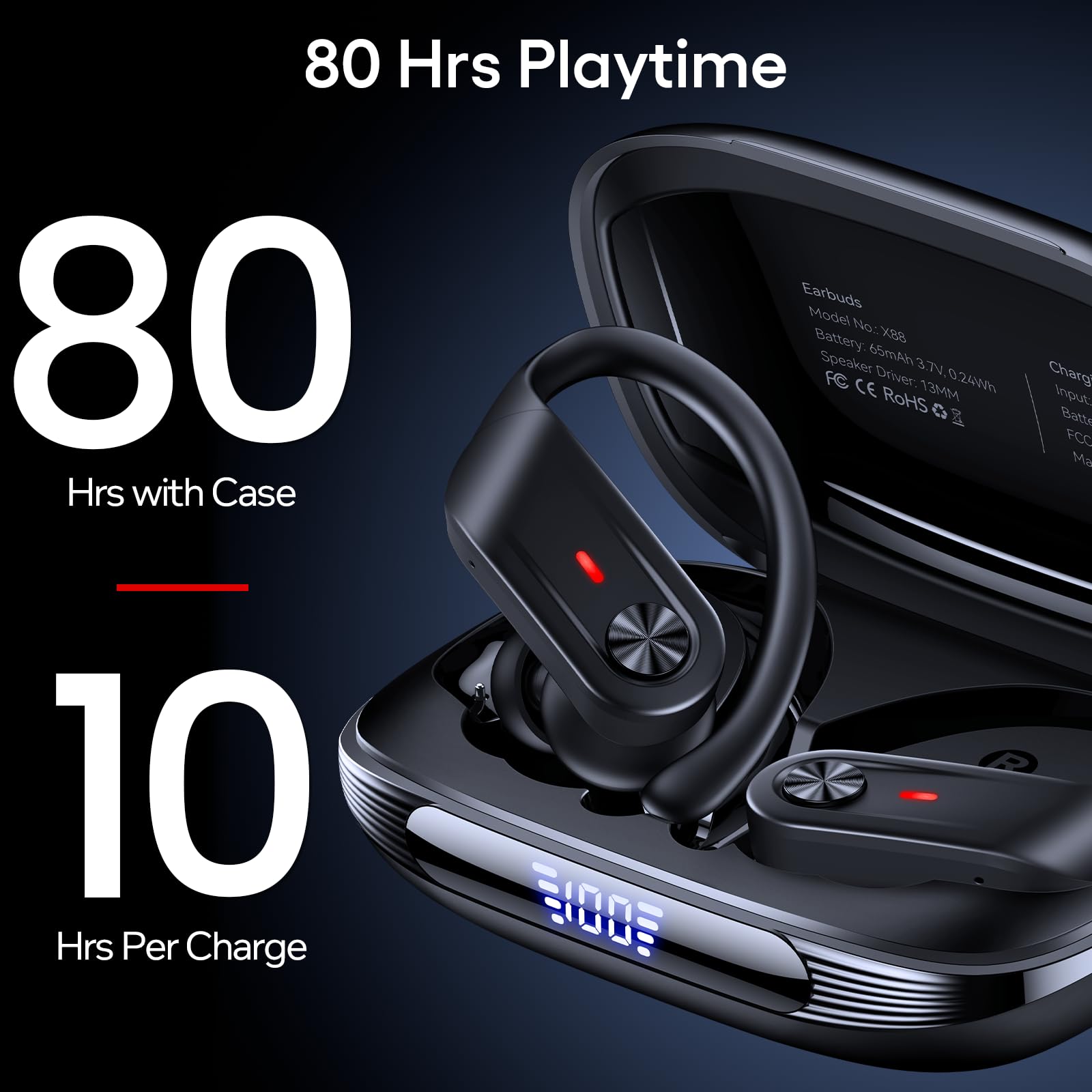 Foto 4 pulgar | Auriculares Bluetooth Tagry X88, 80 Horas De Reproducción, Ipx7, Resistentes Al Agua - Venta Internacional.