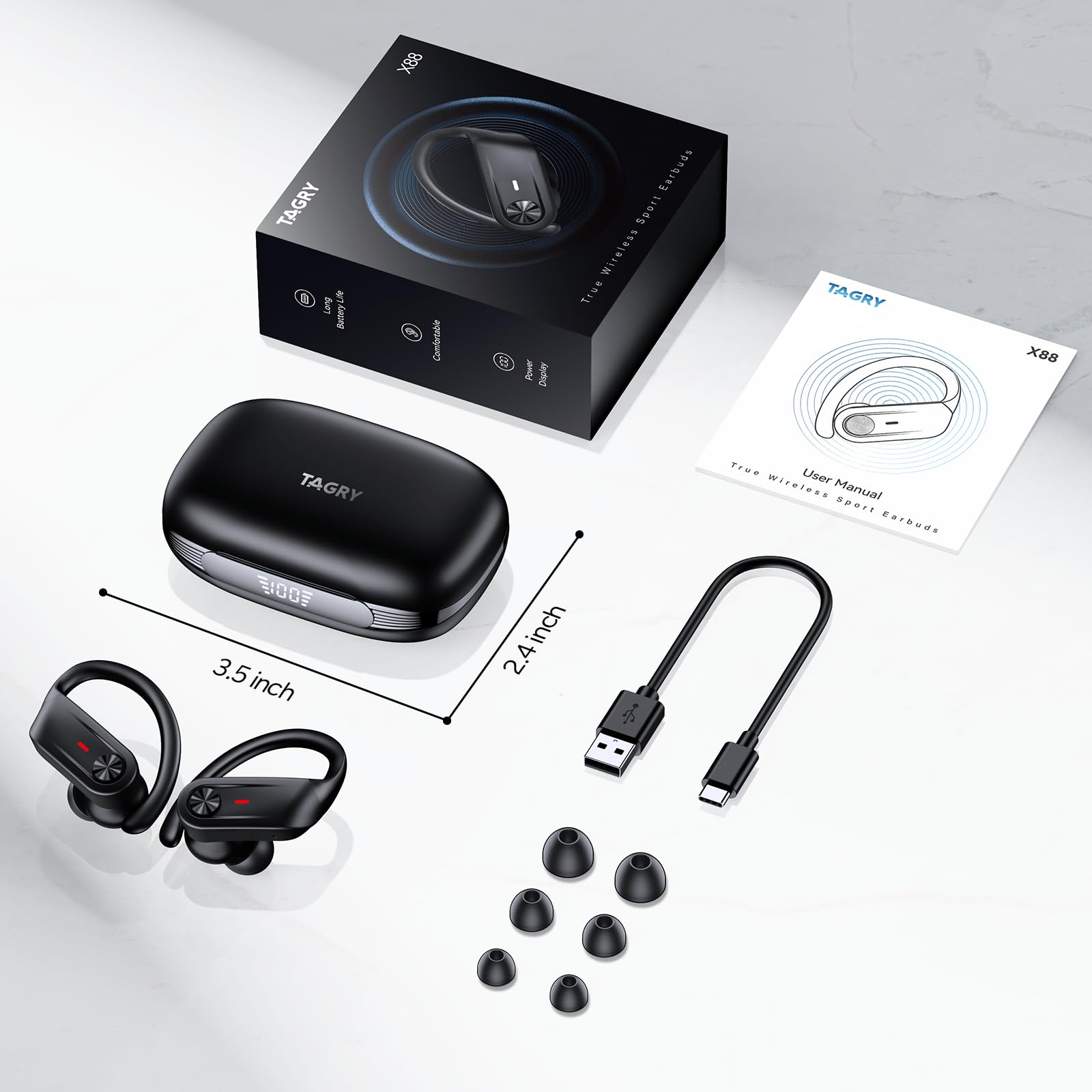 Foto 8 pulgar | Auriculares Bluetooth Tagry X88, 80 Horas De Reproducción, Ipx7, Resistentes Al Agua - Venta Internacional.
