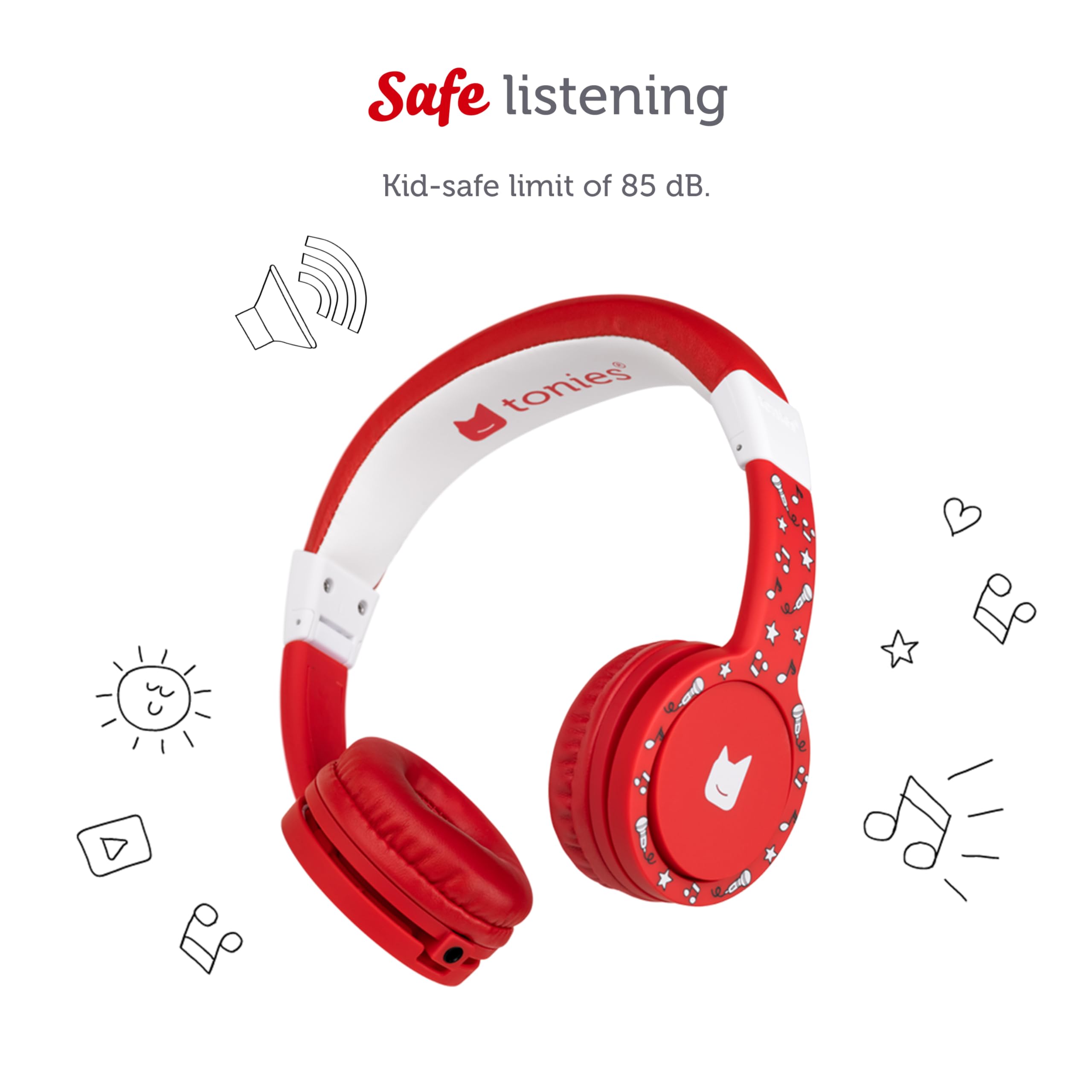 Foto 4 pulgar | Auriculares Plegables Tonies Con Cable Para Niños, Color Rojo - Venta Internacional.