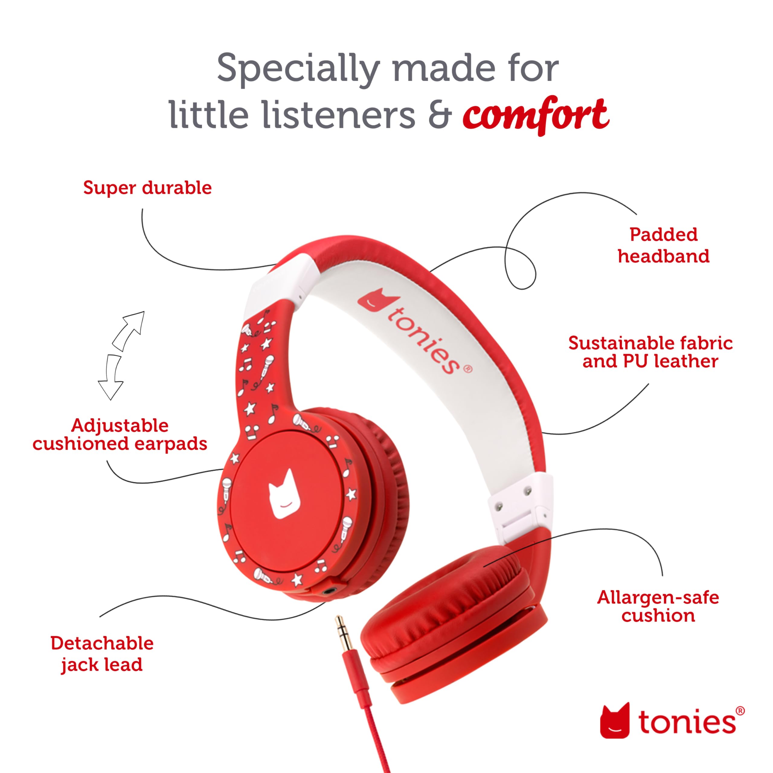 Foto 5 pulgar | Auriculares Plegables Tonies Con Cable Para Niños, Color Rojo - Venta Internacional.