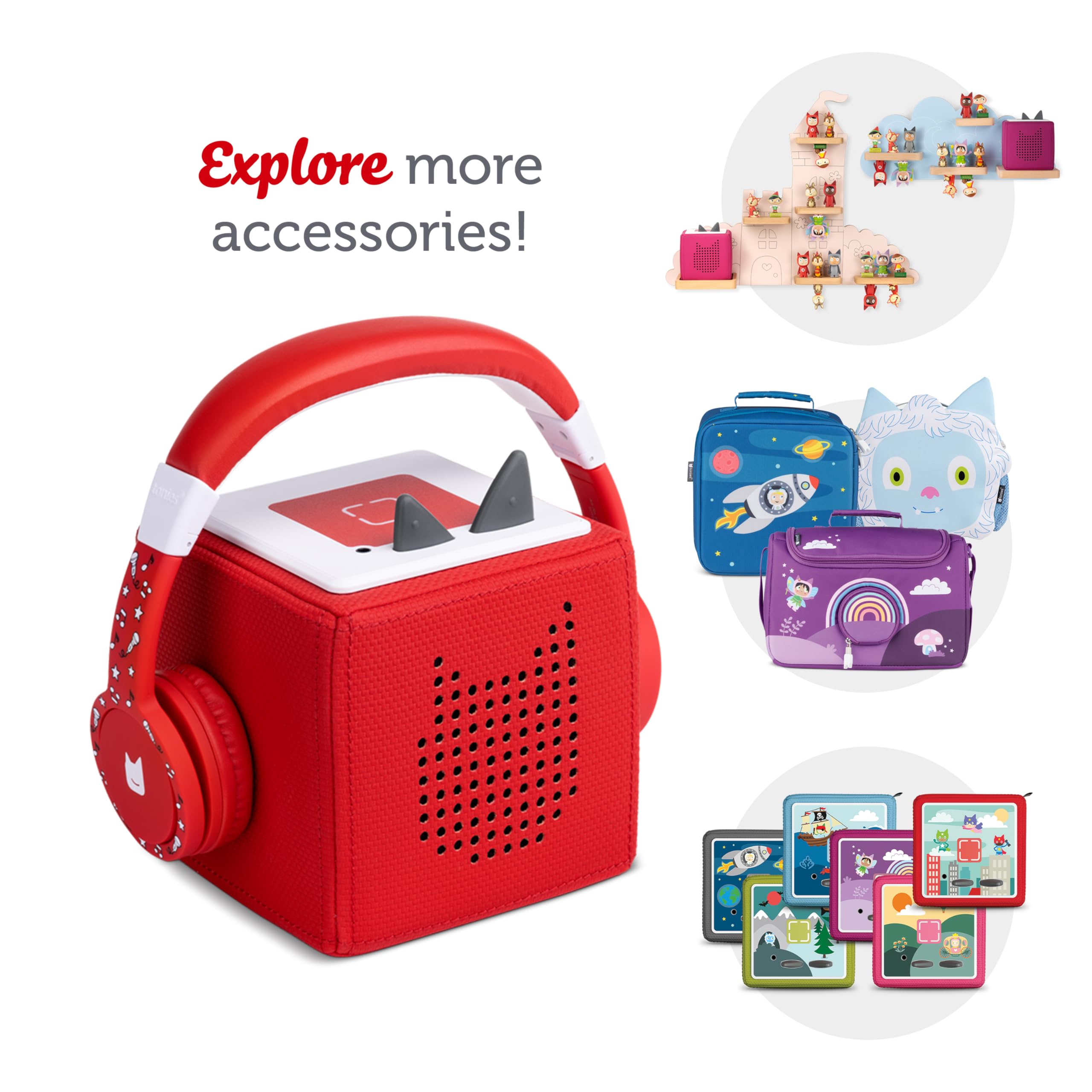 Foto 7 pulgar | Auriculares Plegables Tonies Con Cable Para Niños, Color Rojo - Venta Internacional.