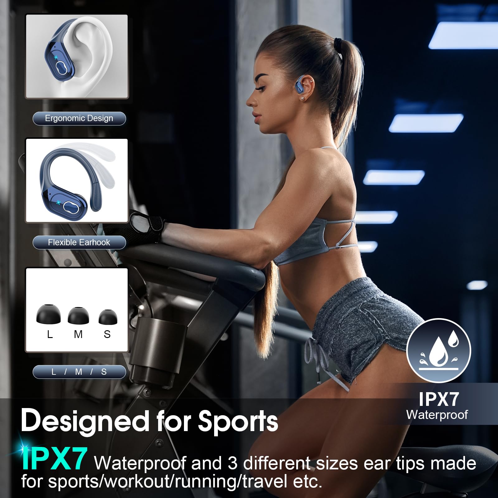 Foto 4 | Auriculares Inalámbricos Aptkdoe 75hrs Bluetooth 5.3 Headphone Sport - Venta Internacional.