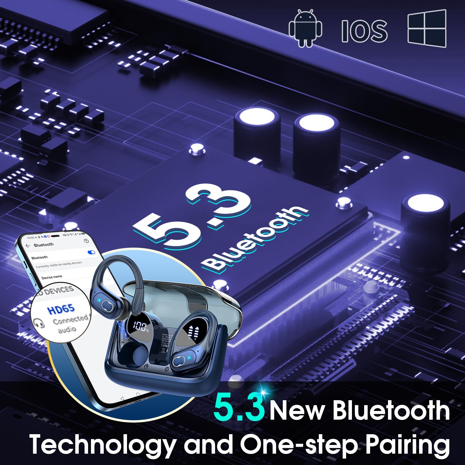 Foto 6 pulgar | Auriculares Inalámbricos Aptkdoe 75hrs Bluetooth 5.3 Headphone Sport - Venta Internacional.