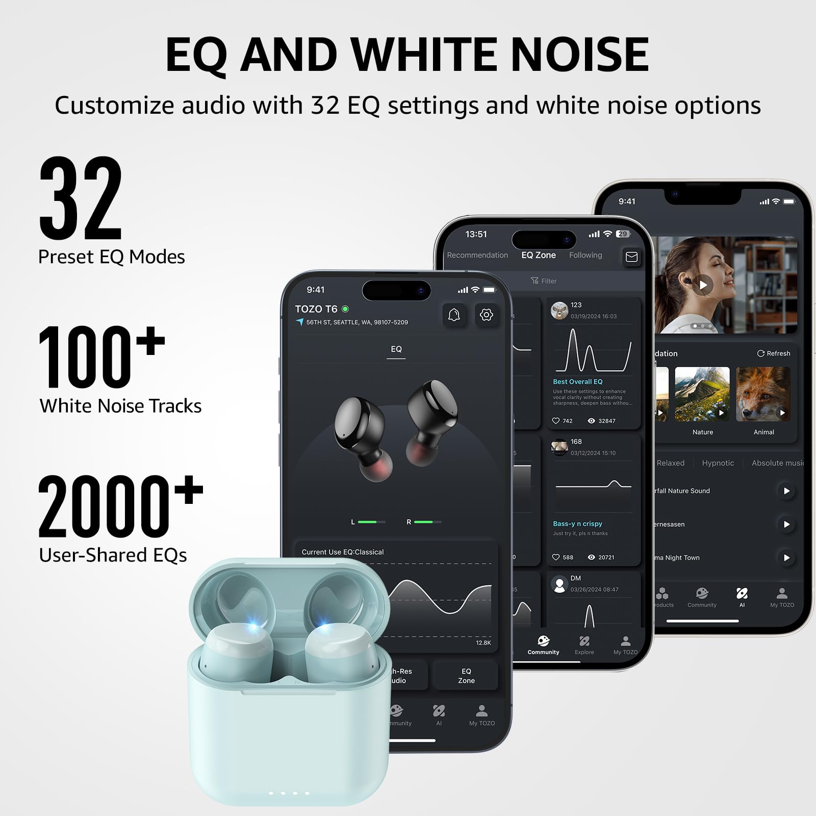 Foto 3 | Auriculares Inalámbricos Tozo T6 Ergonómicos Bluetooth 5.3 50 Horas De Reproducción - Venta Internacional.