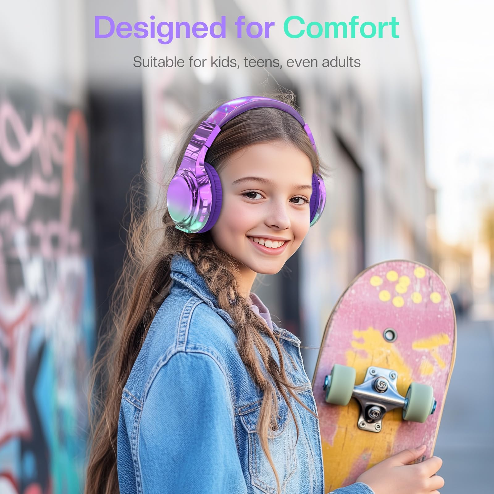 Foto 4 pulgar | Auriculares Bluetooth Qearfun Para Niños Con Micrófono Usb C 5.3 Bt - Venta Internacional.