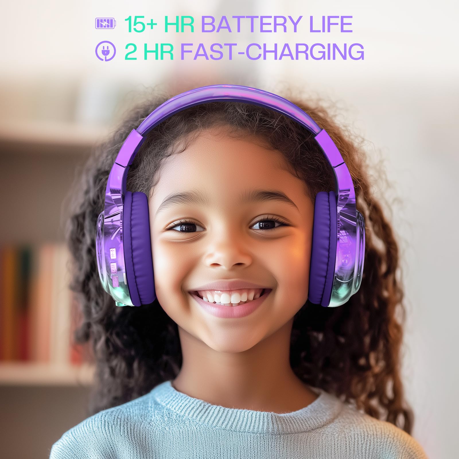 Foto 5 pulgar | Auriculares Bluetooth Qearfun Para Niños Con Micrófono Usb C 5.3 Bt - Venta Internacional.