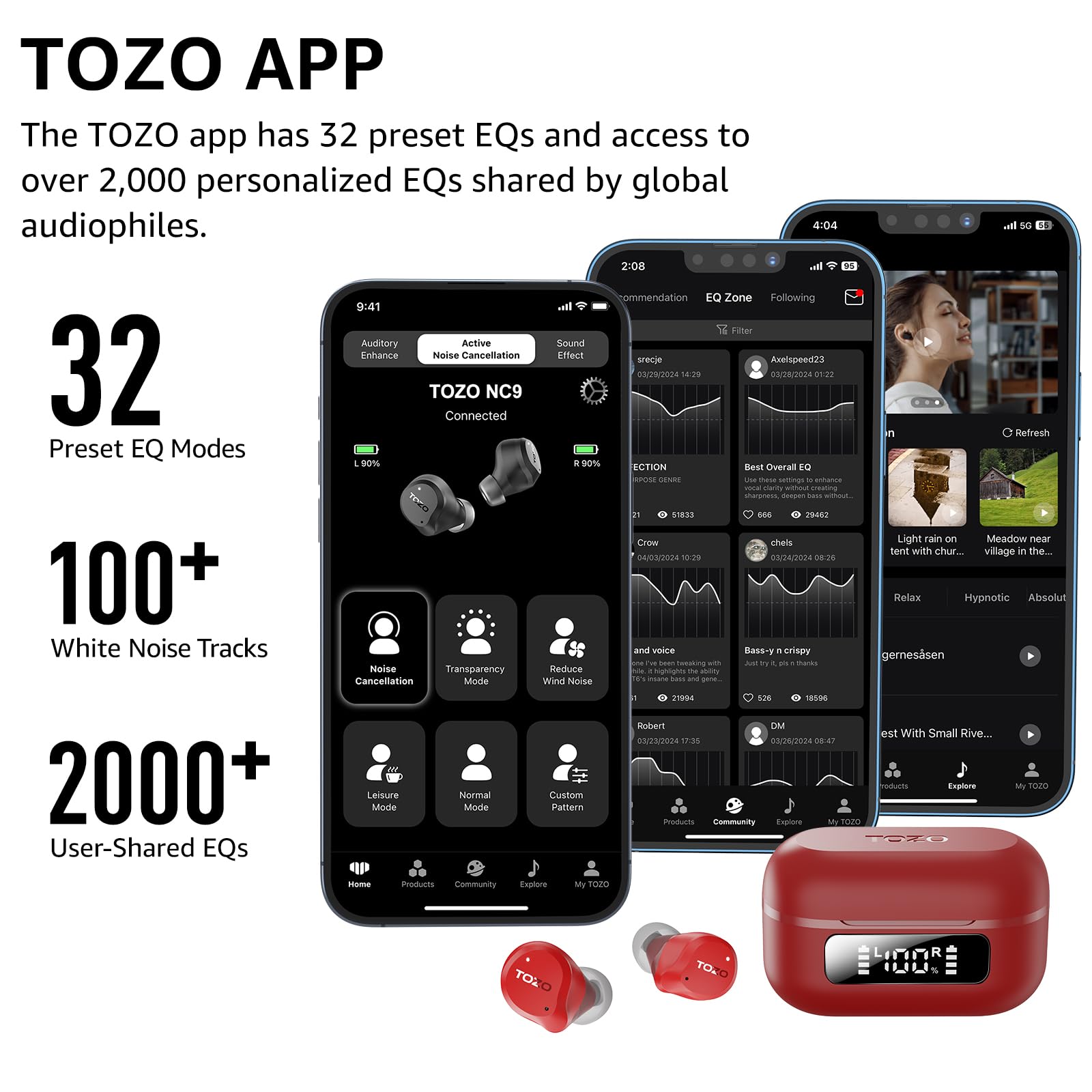 Foto 6 | Auriculares Inalámbricos Tozo Hybrid Con Cancelación Activa De Ruido, 59 Horas De Reproducción - Venta Internacional.