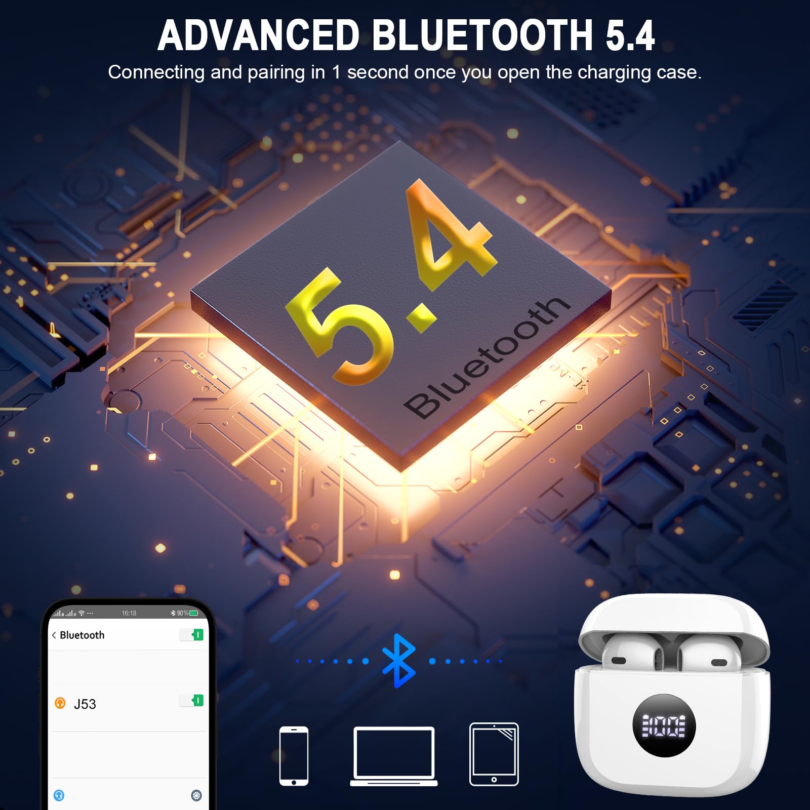 Foto 3 | Auriculares Inalámbricos Jxrev Bluetooth 5.4 Con Reproducción De 40 Horas Ip7 - Venta Internacional.