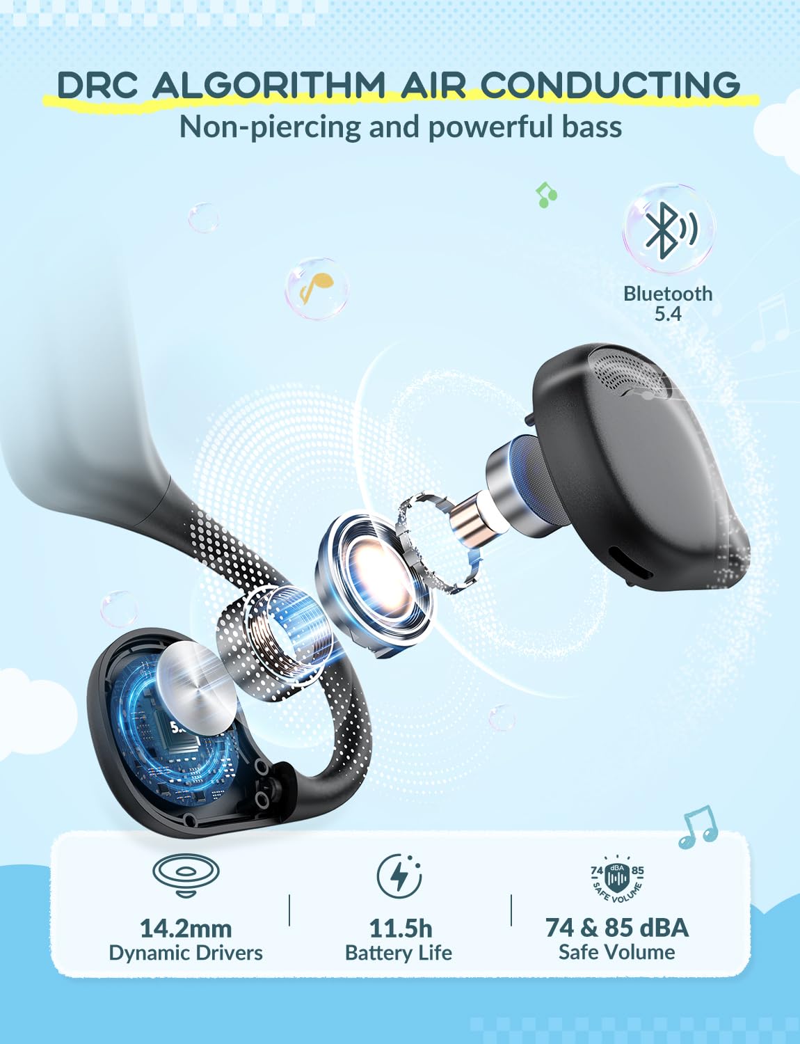 Foto 3 pulgar | Auriculares Bluetooth Para Niños Iclever Air Conduction Open Ear - Venta Internacional.