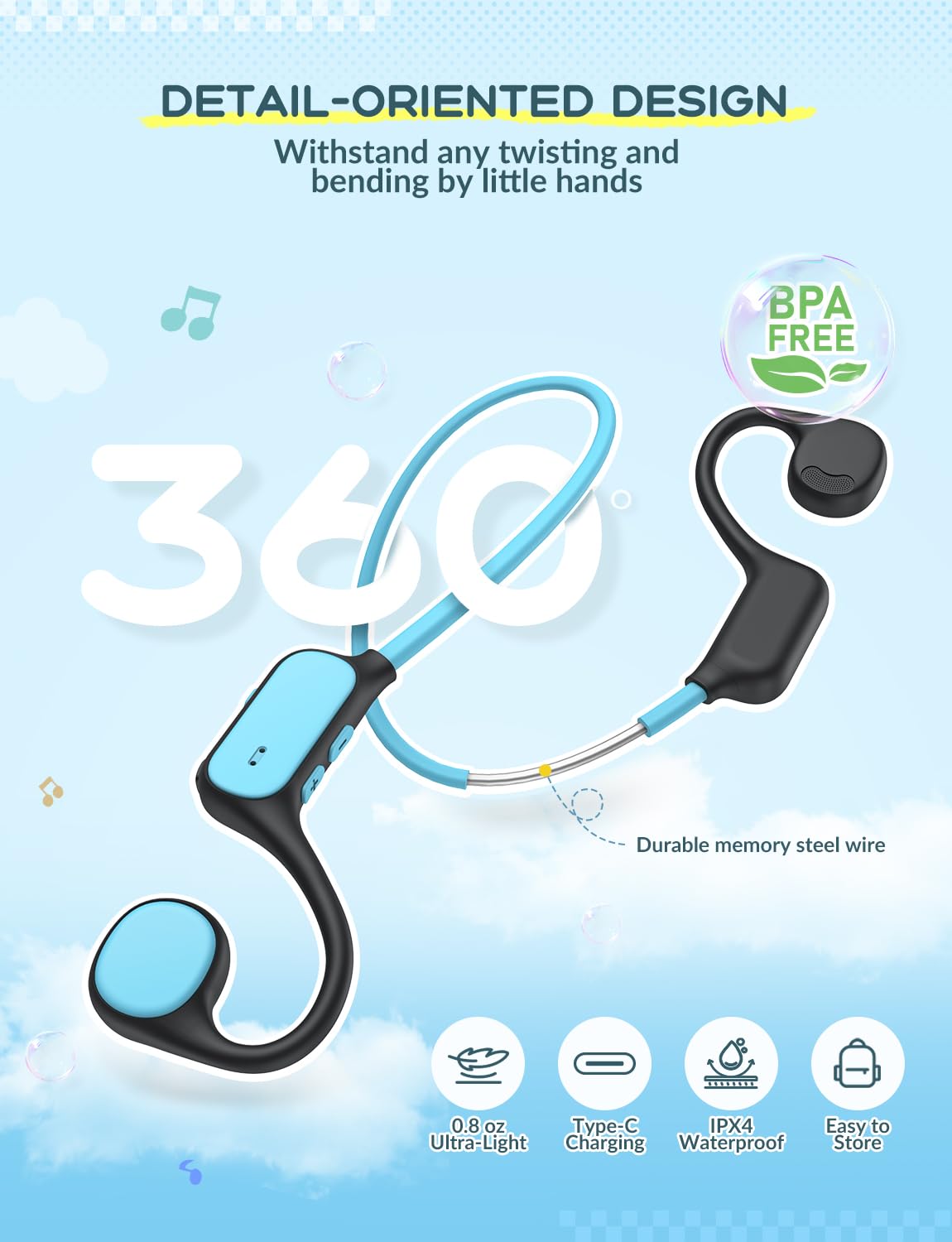 Foto 5 pulgar | Auriculares Bluetooth Para Niños Iclever Air Conduction Open Ear - Venta Internacional.