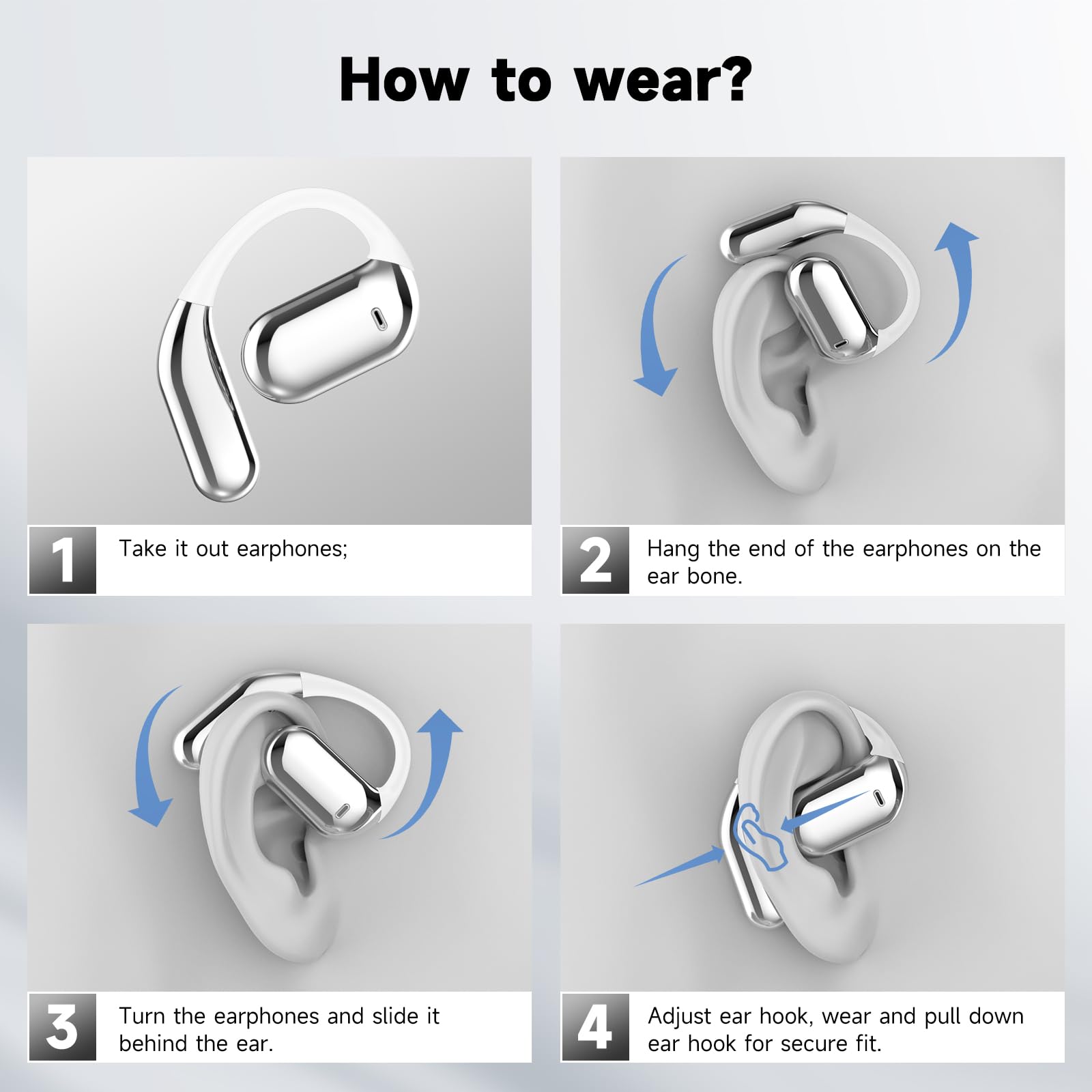 Foto 5 pulgar | Auriculares Bluetooth 5.4 Euqq Open Ear Inalámbricos 50 Horas De Reproducción - Venta Internacional.