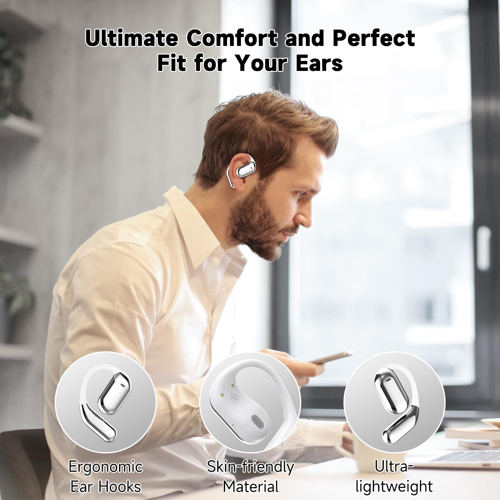 Foto 6 pulgar | Auriculares Bluetooth 5.4 Euqq Open Ear Inalámbricos 50 Horas De Reproducción - Venta Internacional.