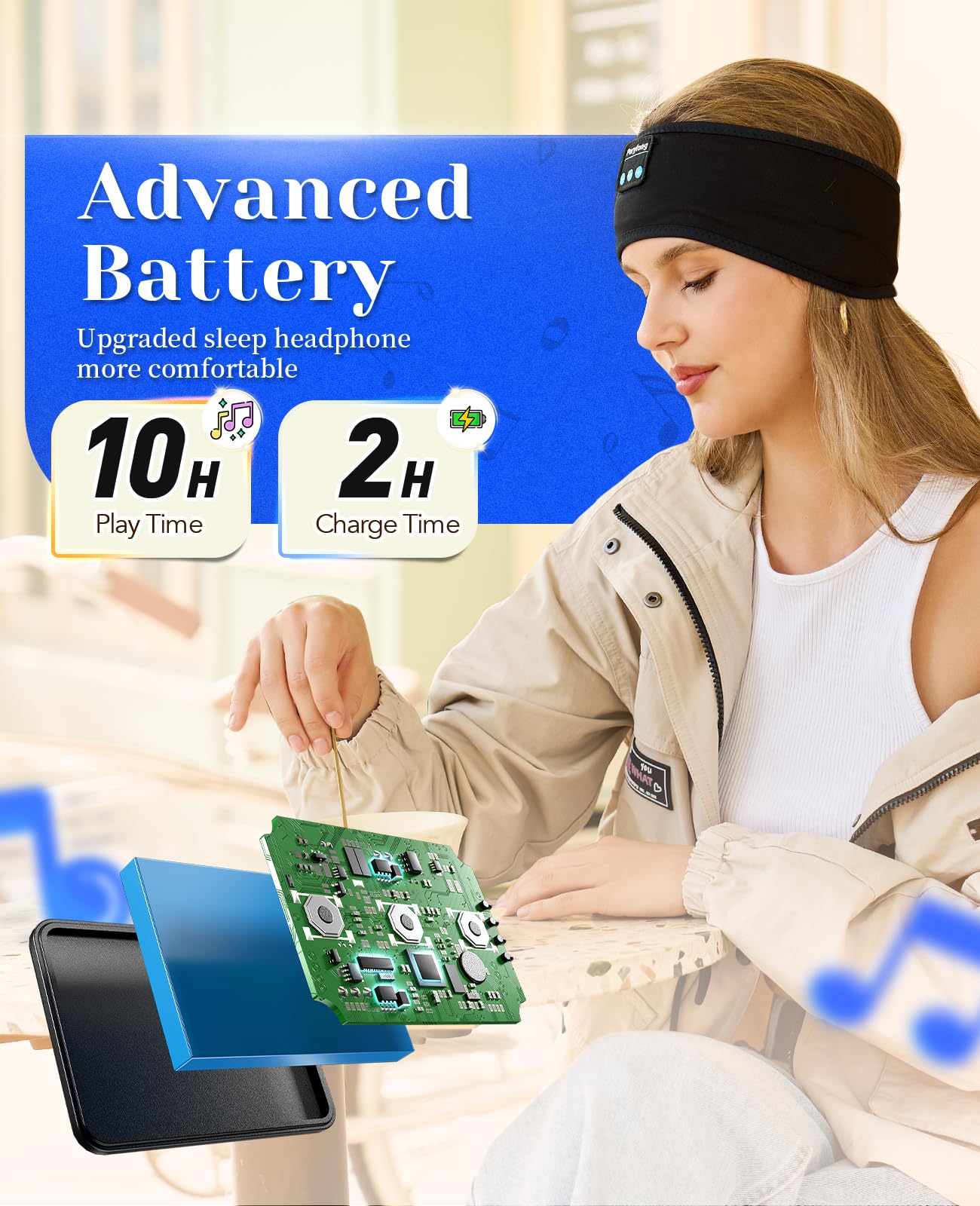 Foto 5 pulgar | Diadema Deportiva Inalámbrica Bluetooth Perytong para Dormir - Venta Internacional