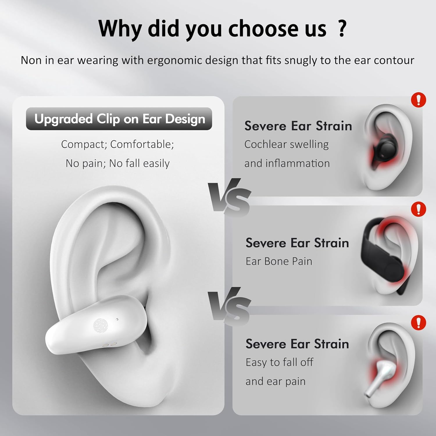 Foto 3 pulgar | Auriculares Con Clip Abierto Euqq Inalámbricos Bluetooth 5.3 Blancos - Venta Internacional.