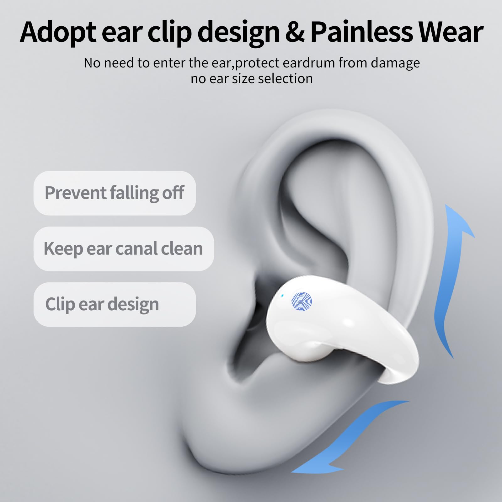 Foto 4 pulgar | Auriculares Con Clip Abierto Euqq Inalámbricos Bluetooth 5.3 Blancos - Venta Internacional.