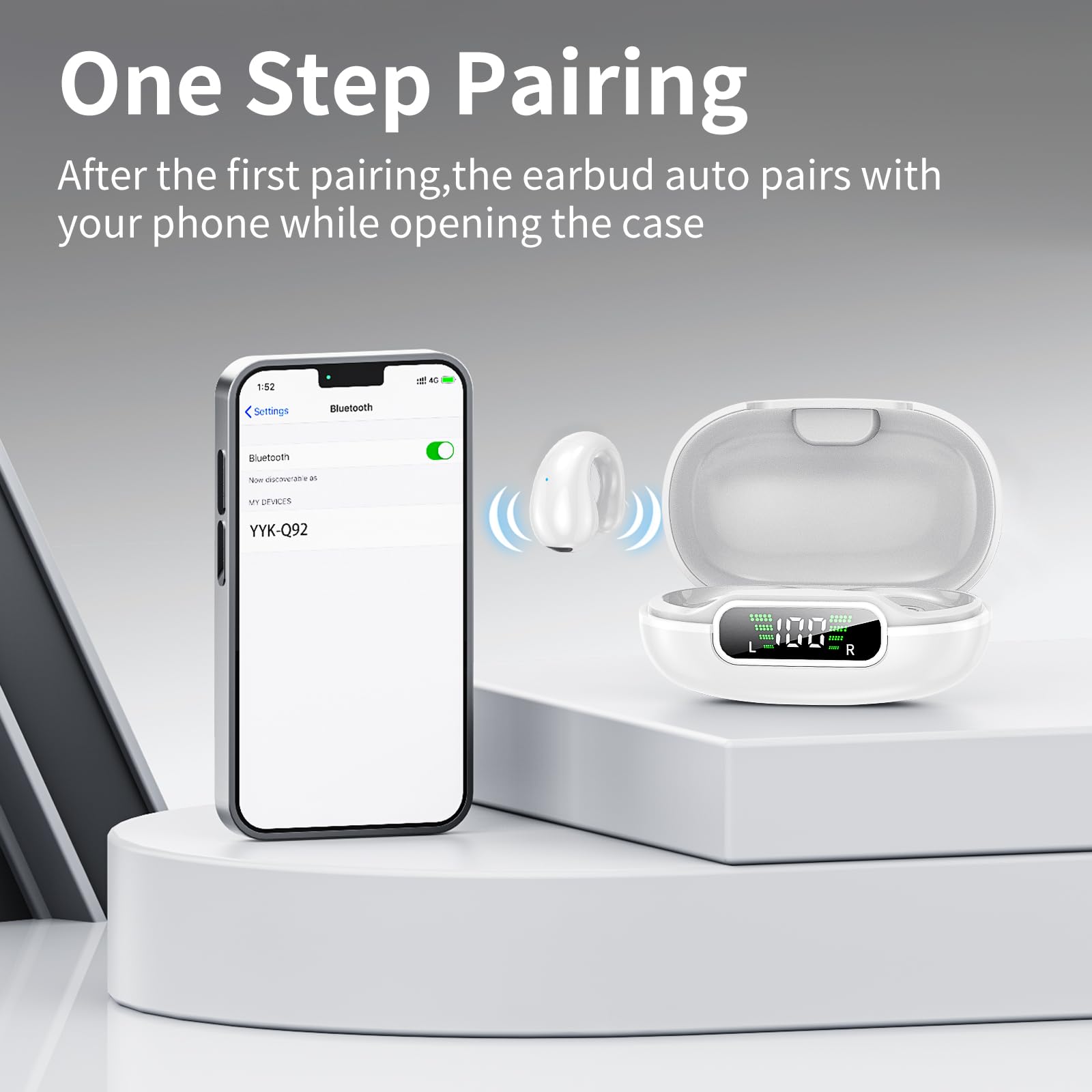 Foto 7 pulgar | Auriculares Con Clip Abierto Euqq Inalámbricos Bluetooth 5.3 Blancos - Venta Internacional.