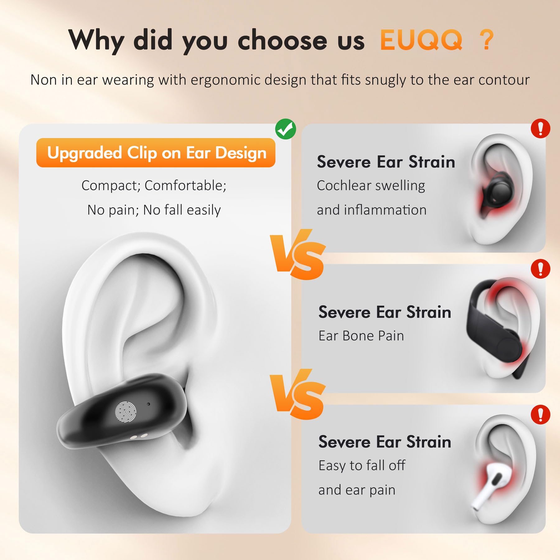 Foto 3 pulgar | Auriculares Con Clip Abierto Euqq Inalámbricos Bluetooth 5.3 Negros - Venta Internacional.