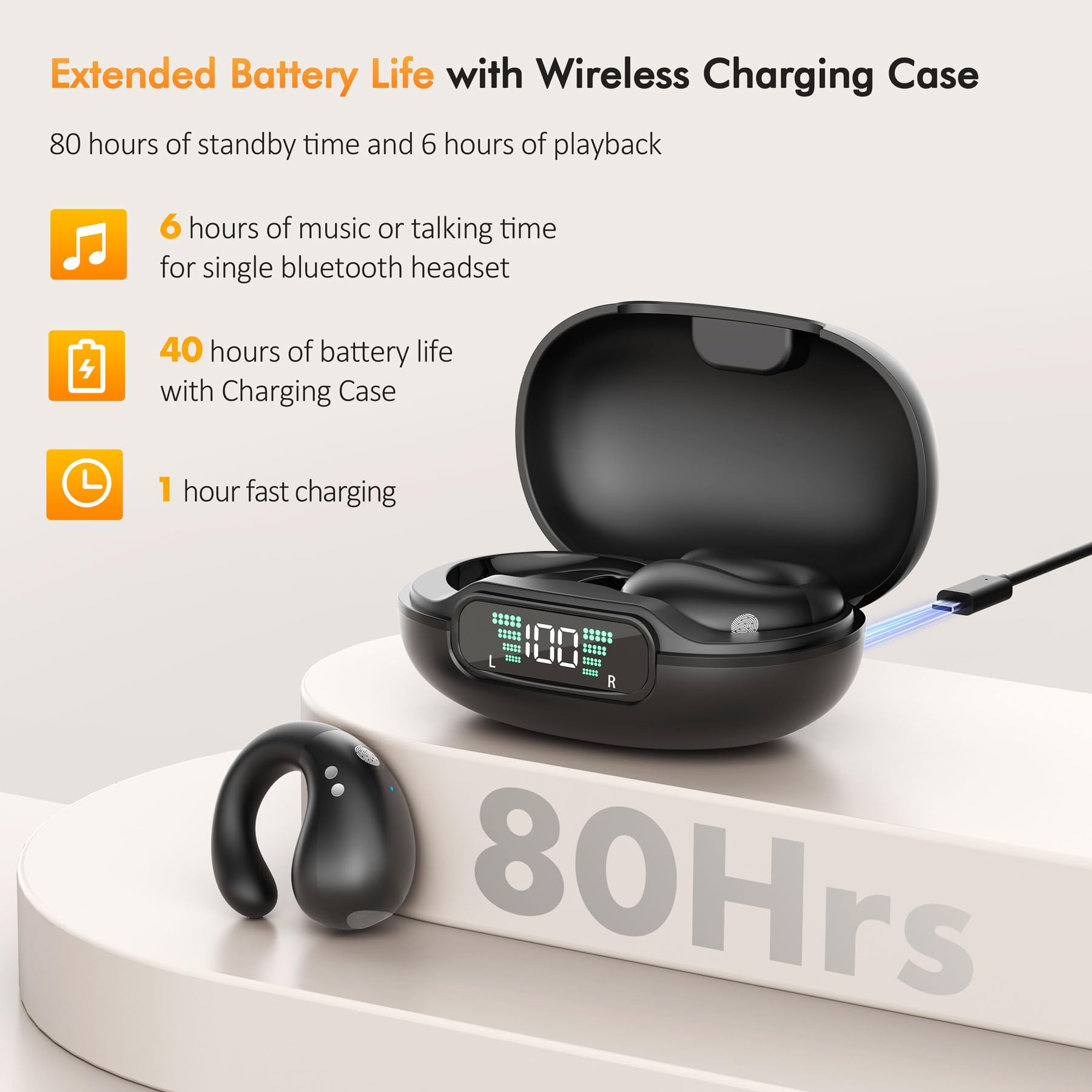 Foto 5 pulgar | Auriculares Con Clip Abierto Euqq Inalámbricos Bluetooth 5.3 Negros - Venta Internacional.