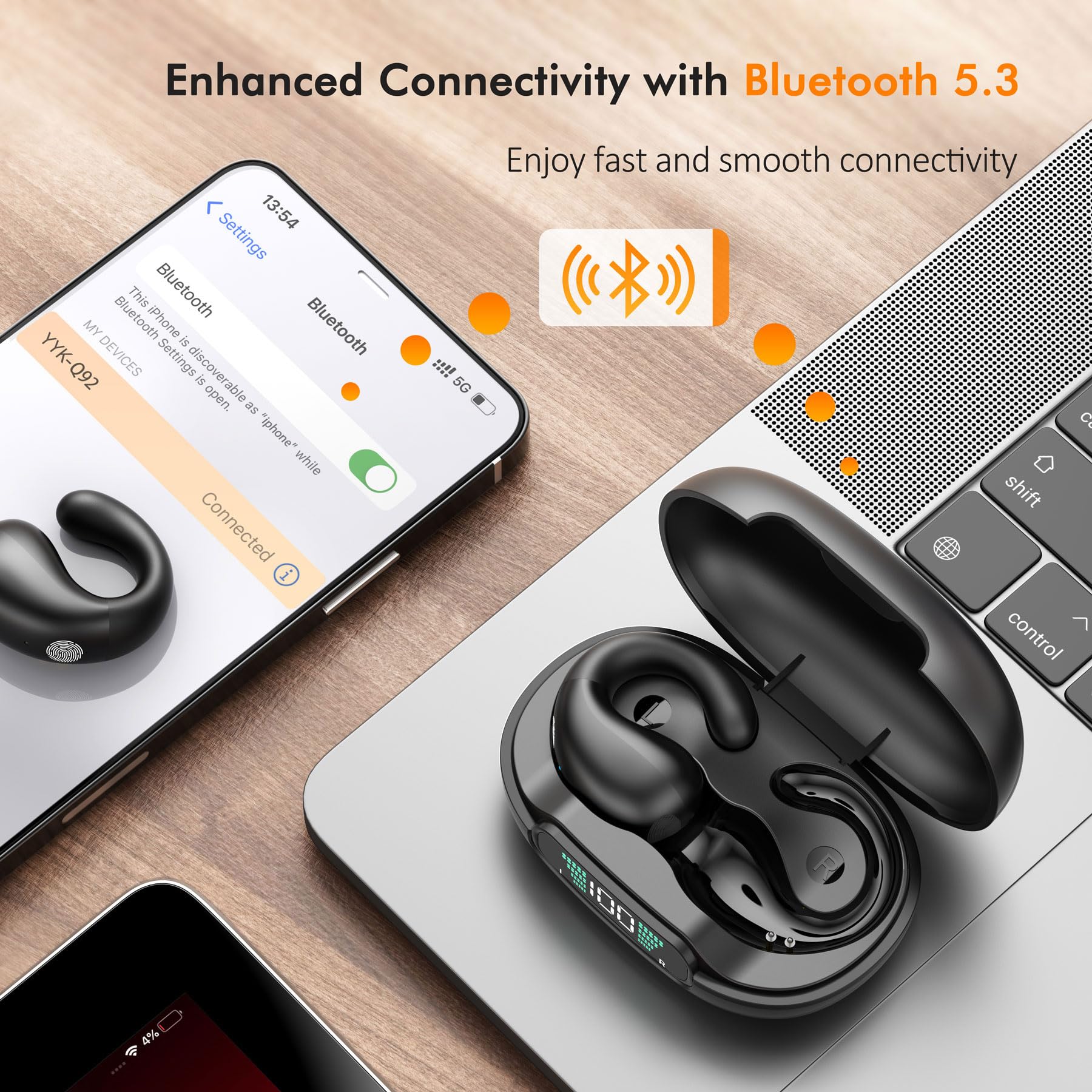 Foto 6 pulgar | Auriculares Con Clip Abierto Euqq Inalámbricos Bluetooth 5.3 Negros - Venta Internacional.