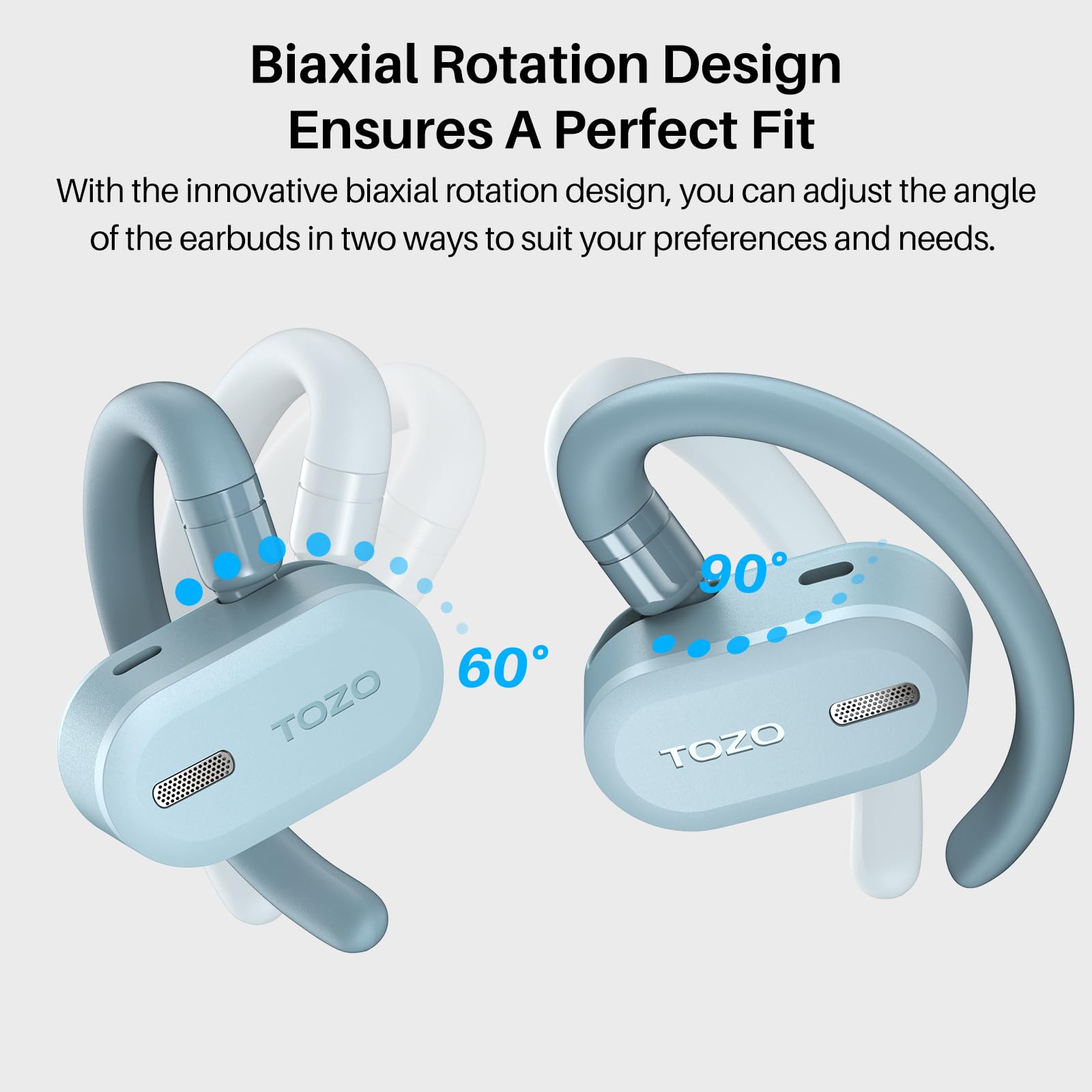 Foto 3 pulgar | Auriculares Inalámbricos Tozo O2 True Open Ear Bluetooth 5.3 Azul - Venta Internacional.