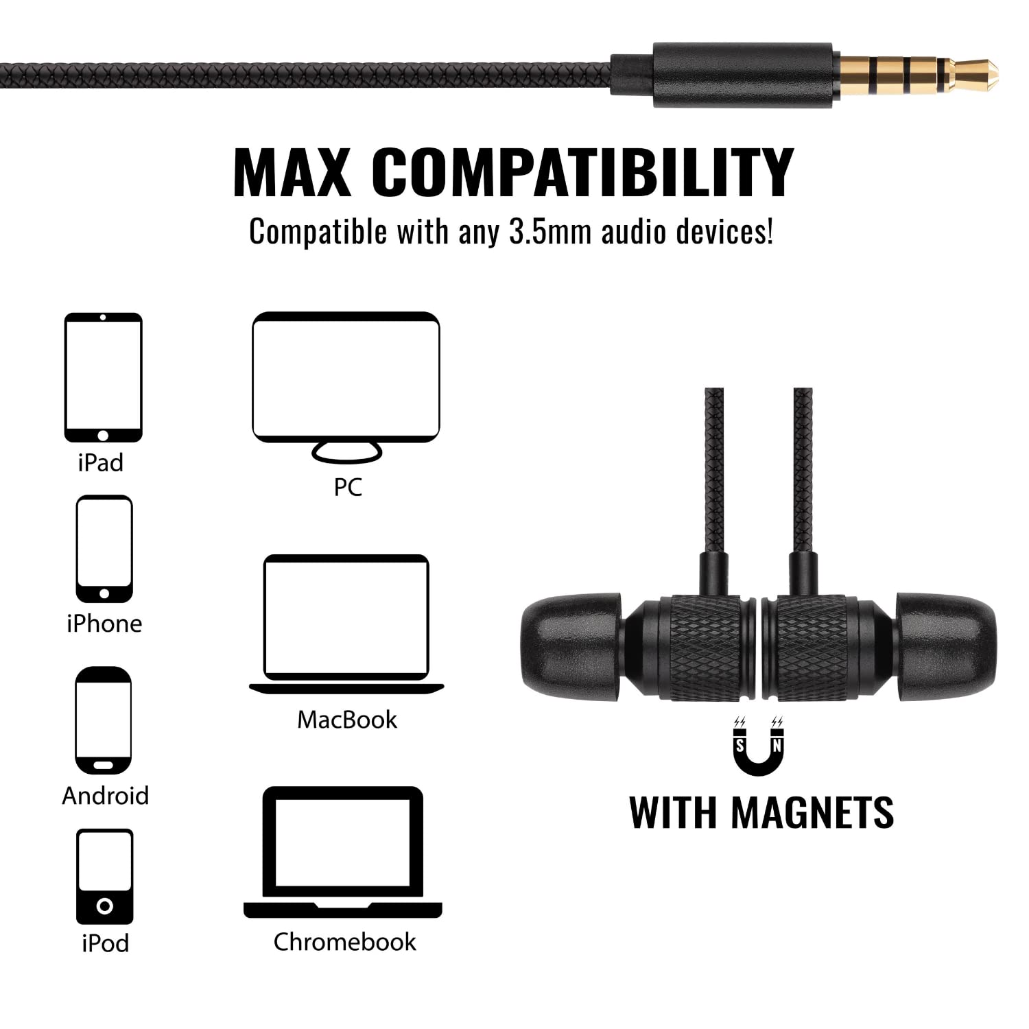 Foto 4 pulgar | Auriculares Intraurales Ludos Ultra Con Cable Y Micrófono, Color Negro - Venta Internacional.